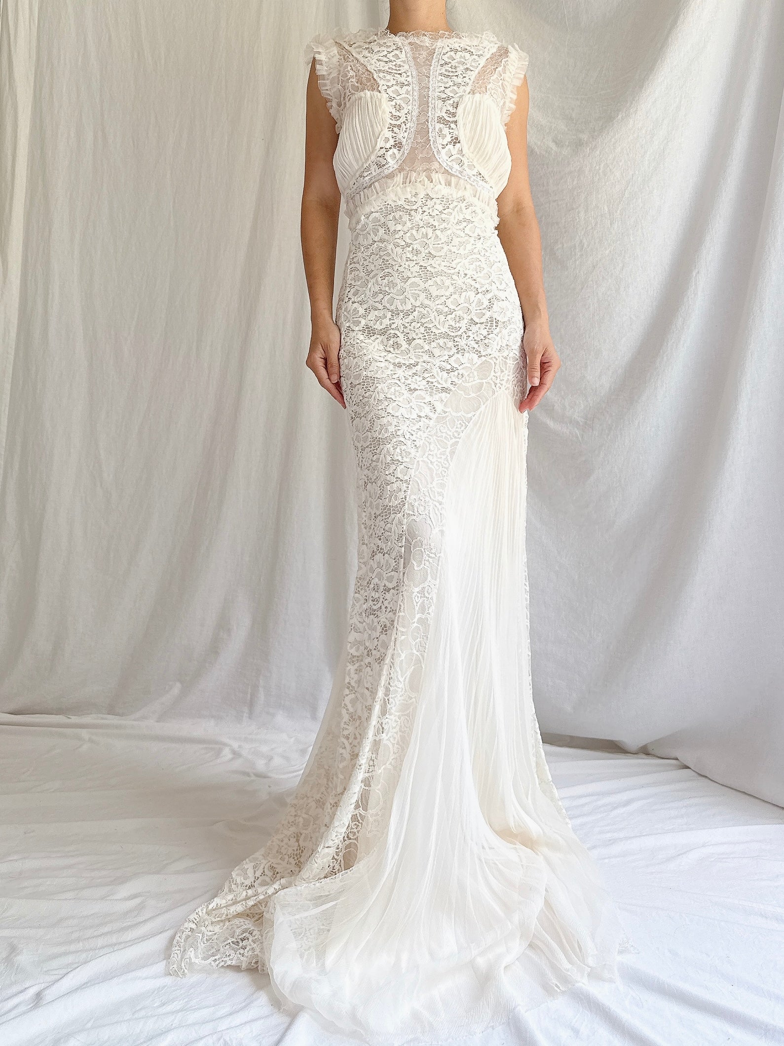 nina ricci white lace dress Nina Ricci New Cream/Off White Knee Length Lace Dress Size FR 42 US 10