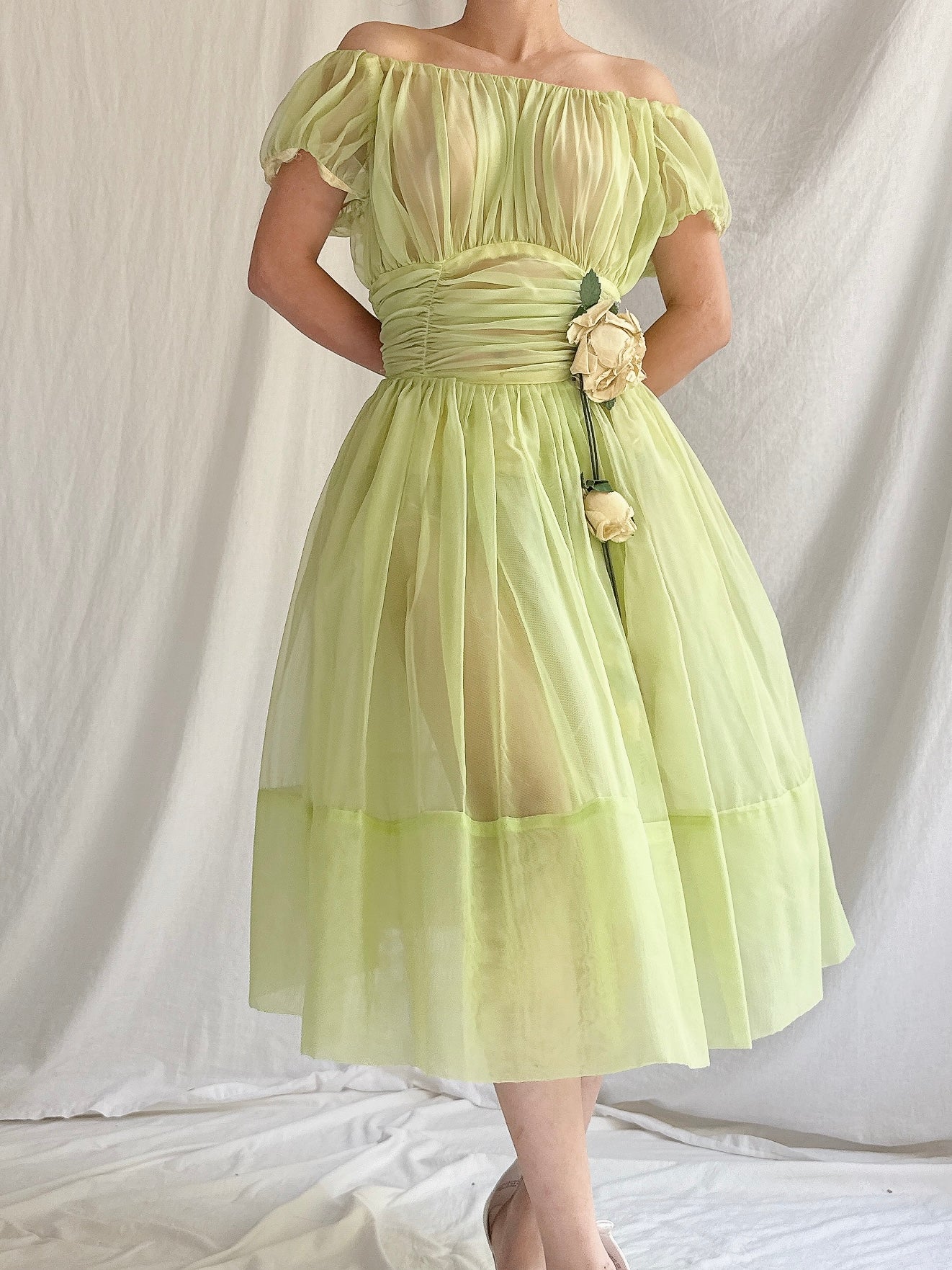 1950s Sheer Voile Dress - S