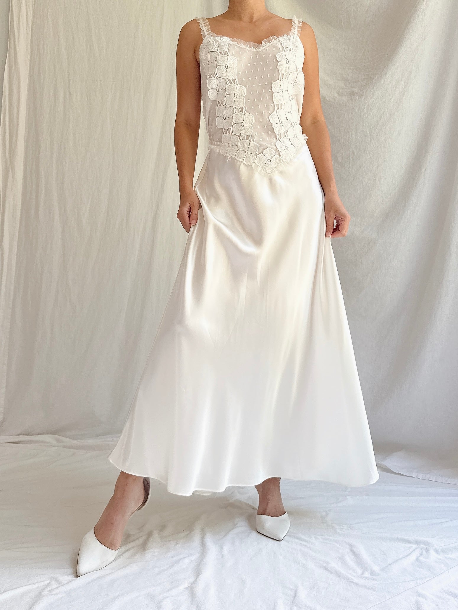 Vintage Satin Midi Slip - M