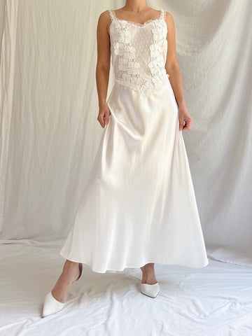 Vintage Satin Midi Slip - M