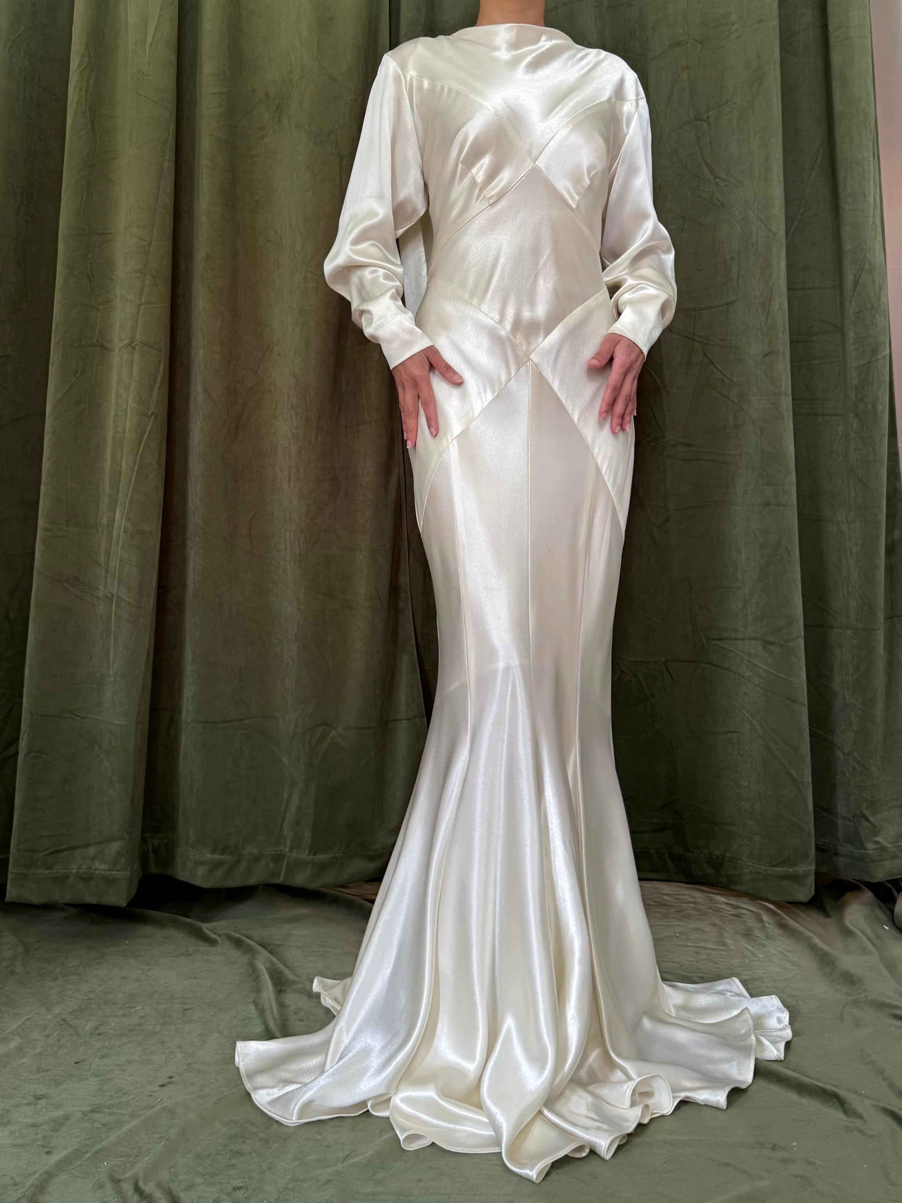 1980s Satin Bias Cut Dress - S-M