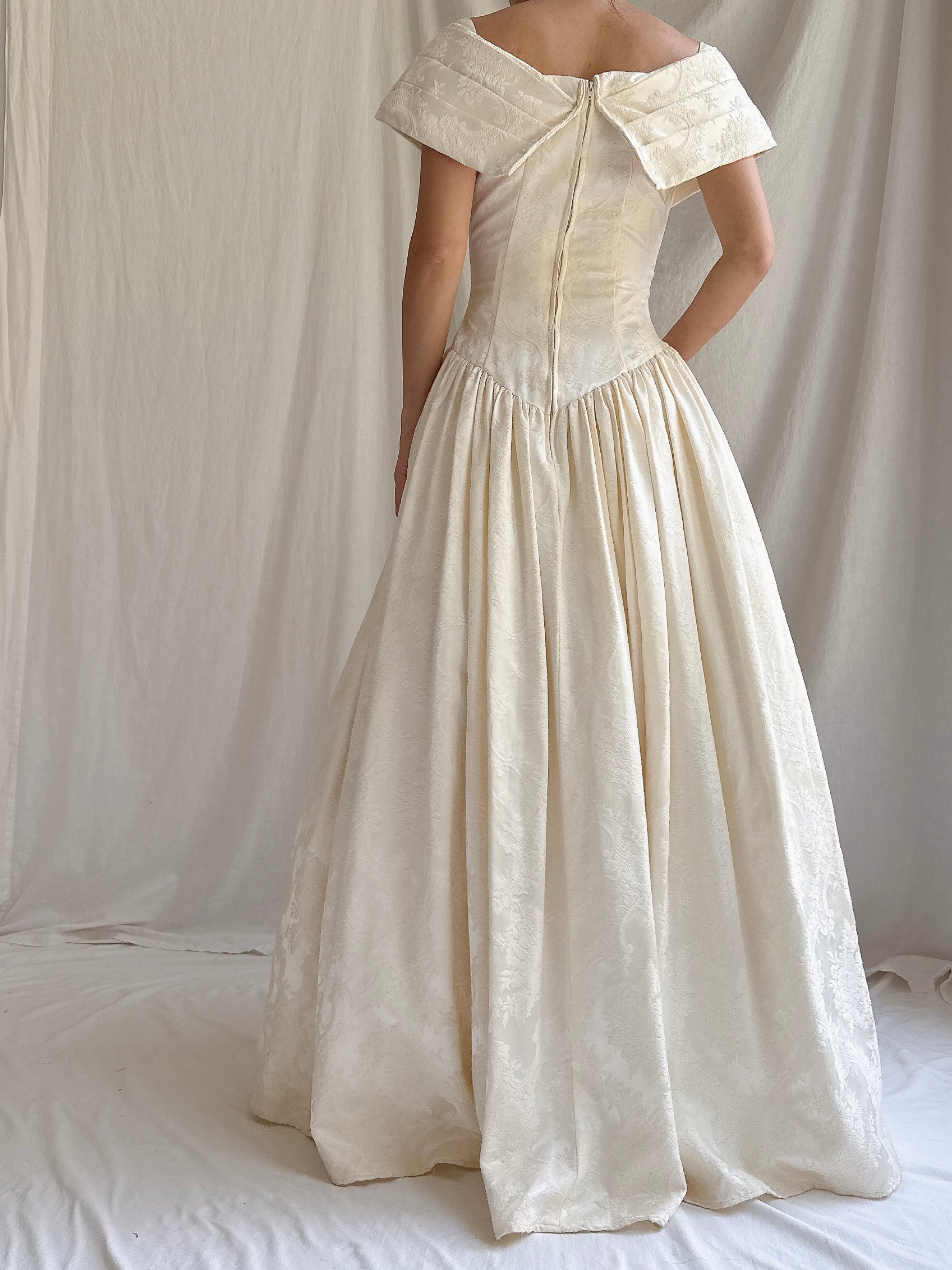 Vintage Brocade Basque Gown - S