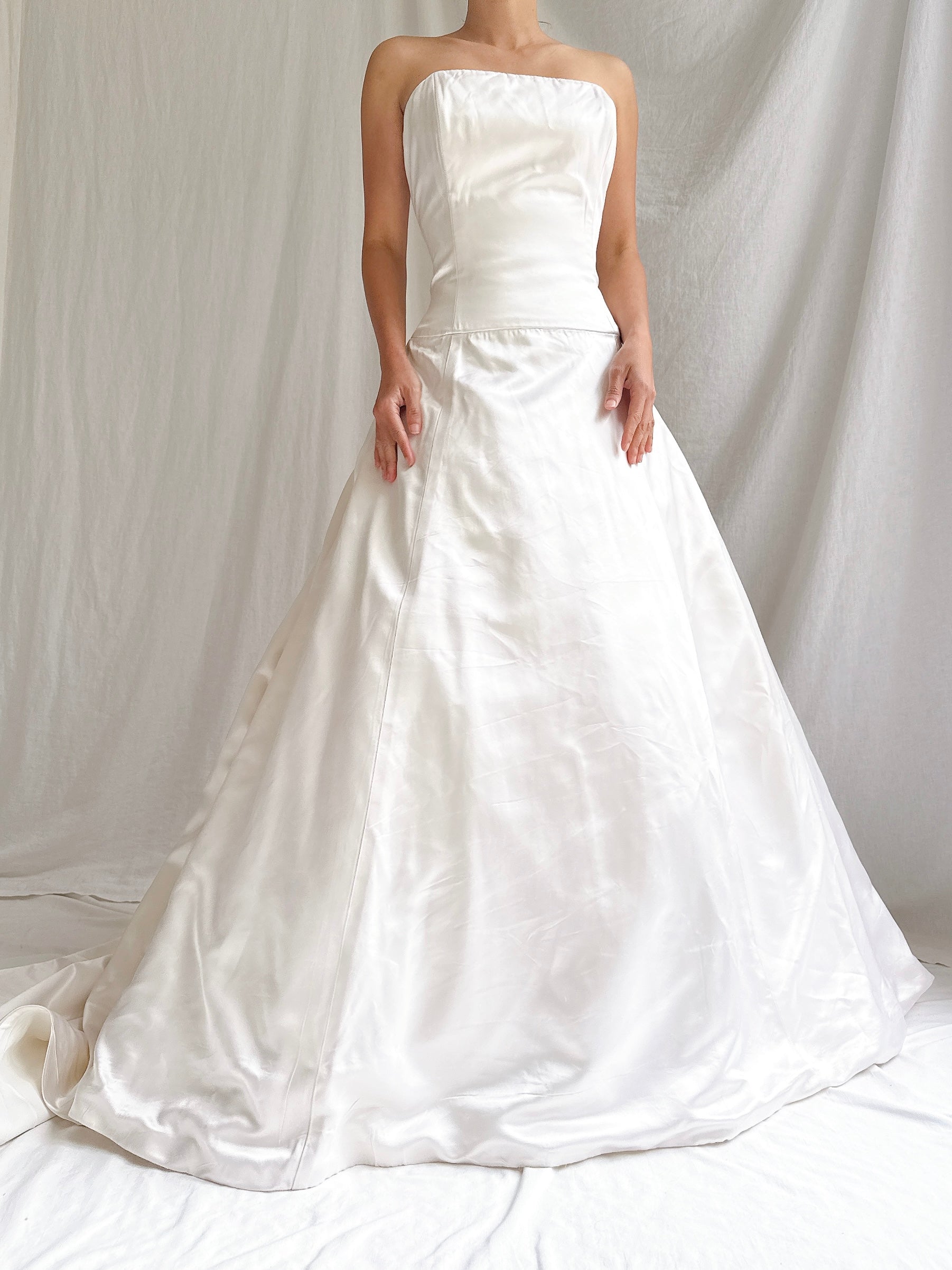 1990s Amsale Silk Strapless Gown - M/6