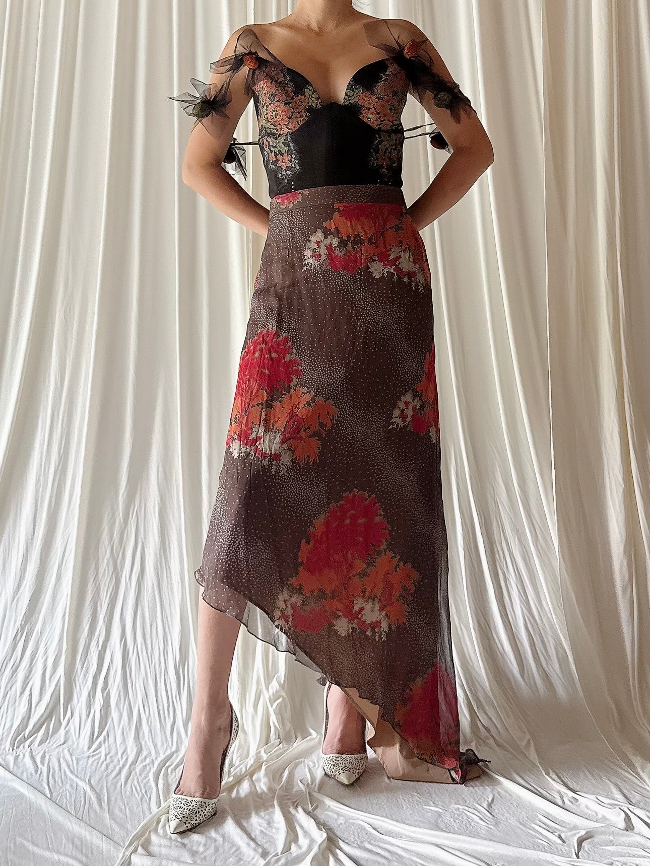 Vintage Fadi Gharib Silk Skirt - FR 48