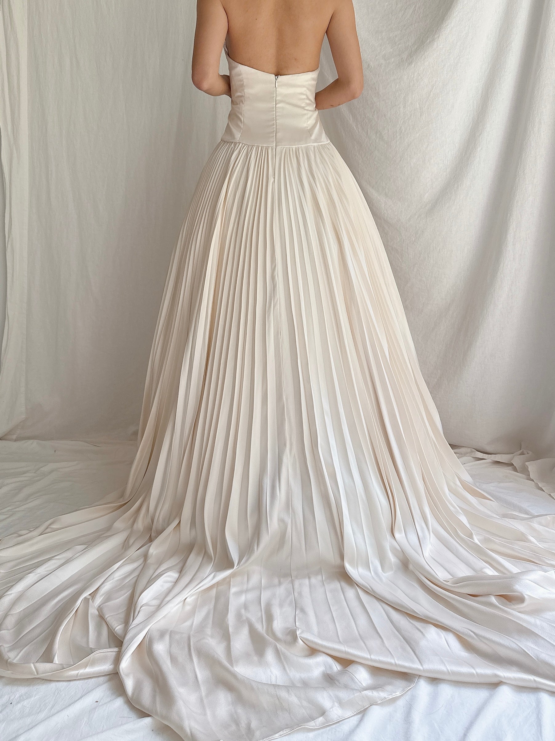 Vintage Lazaro Silk Pleated Gown - M/10