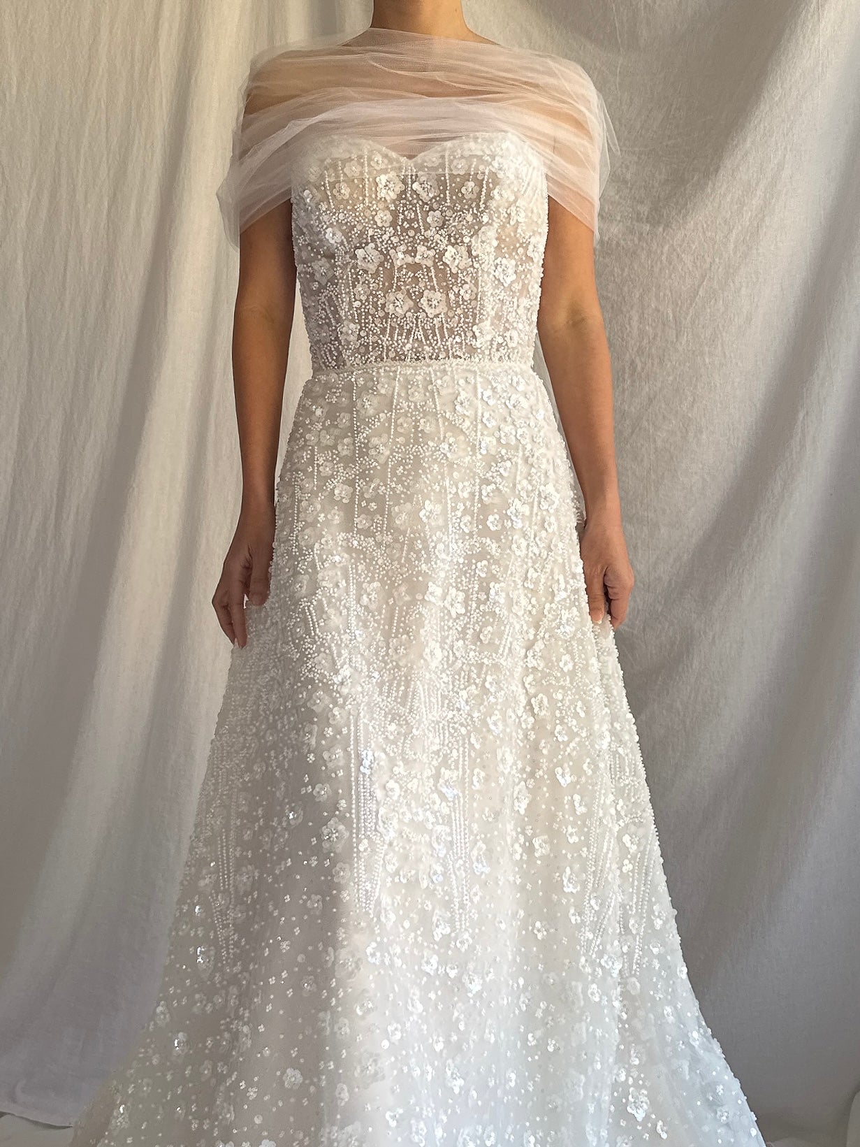 Beaded Embelished Tulle Gown - S/4