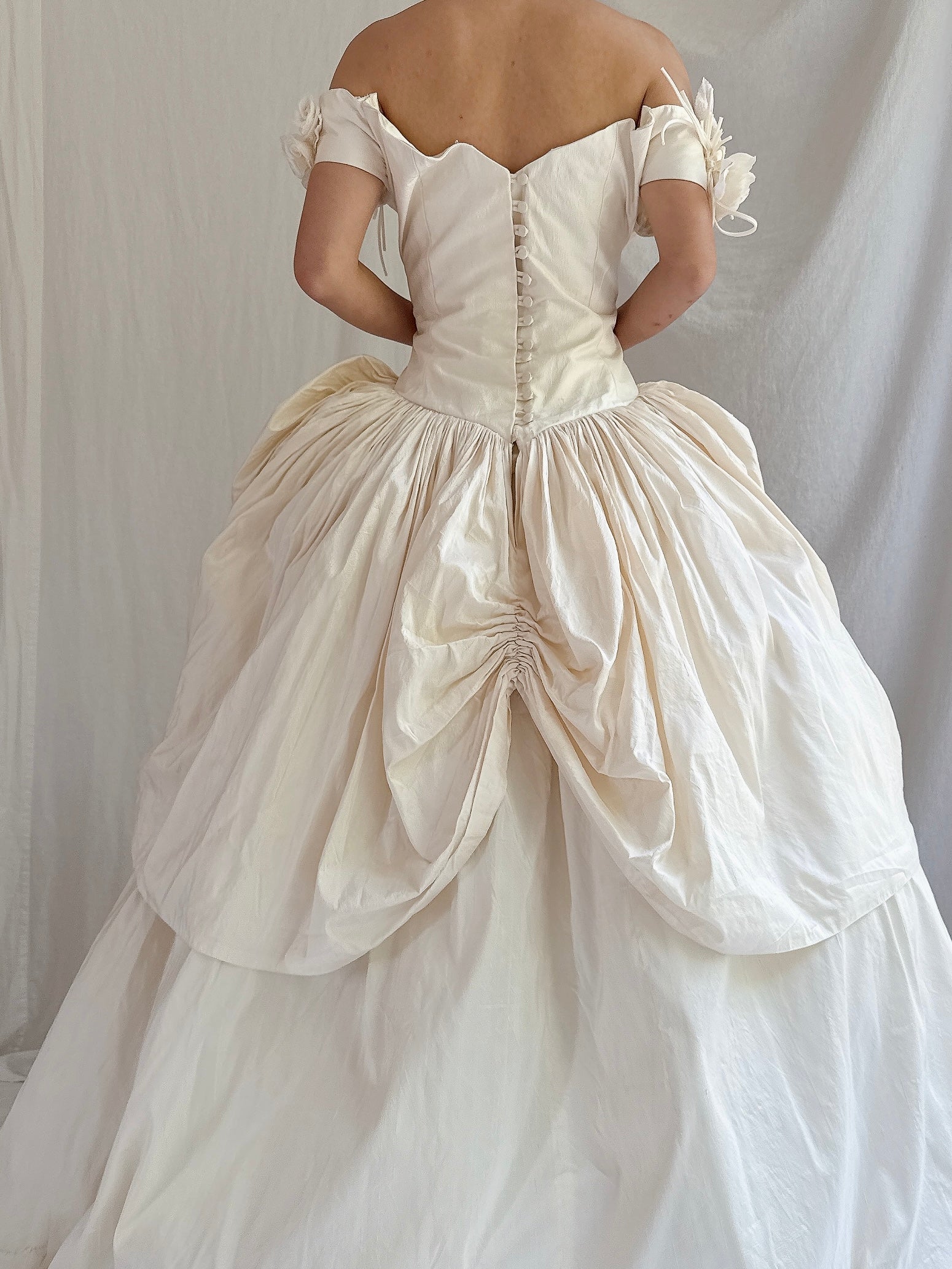 Vintage Dupioni Basque Waist Gown - M