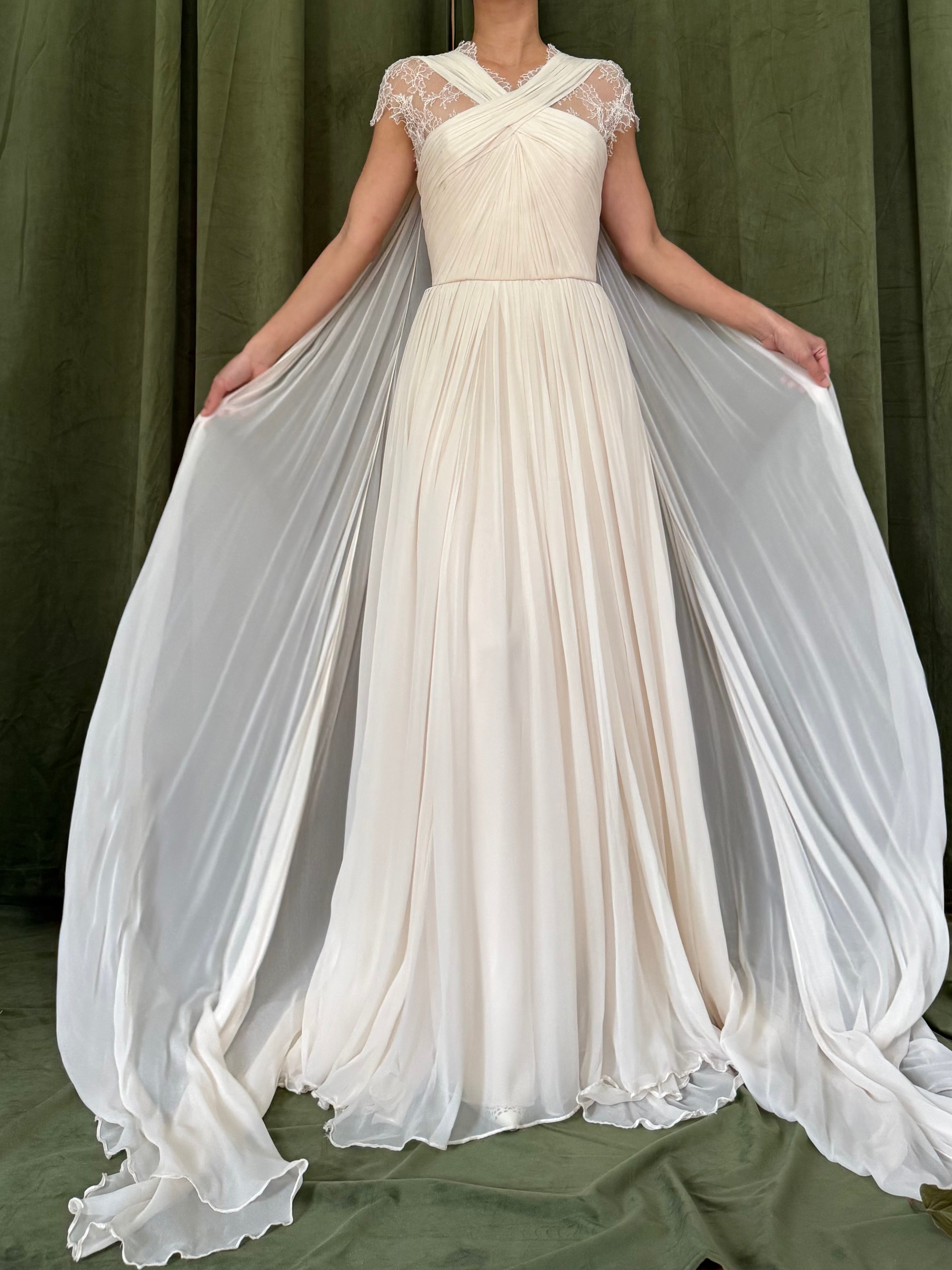 Vintage Monique Lhuillier Silk Chiffon Gown - S