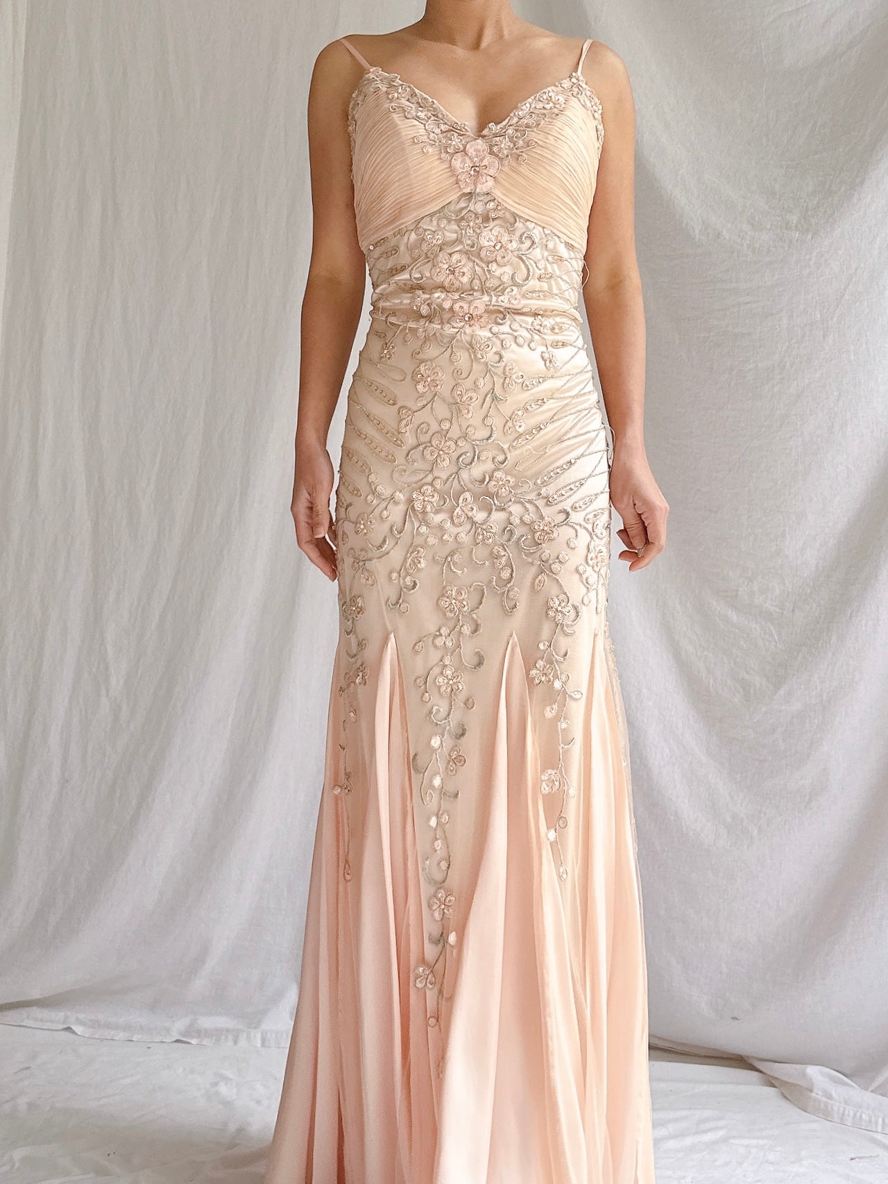 Vintage Sue Wong Embroidered Silk/Tulle Gown - S