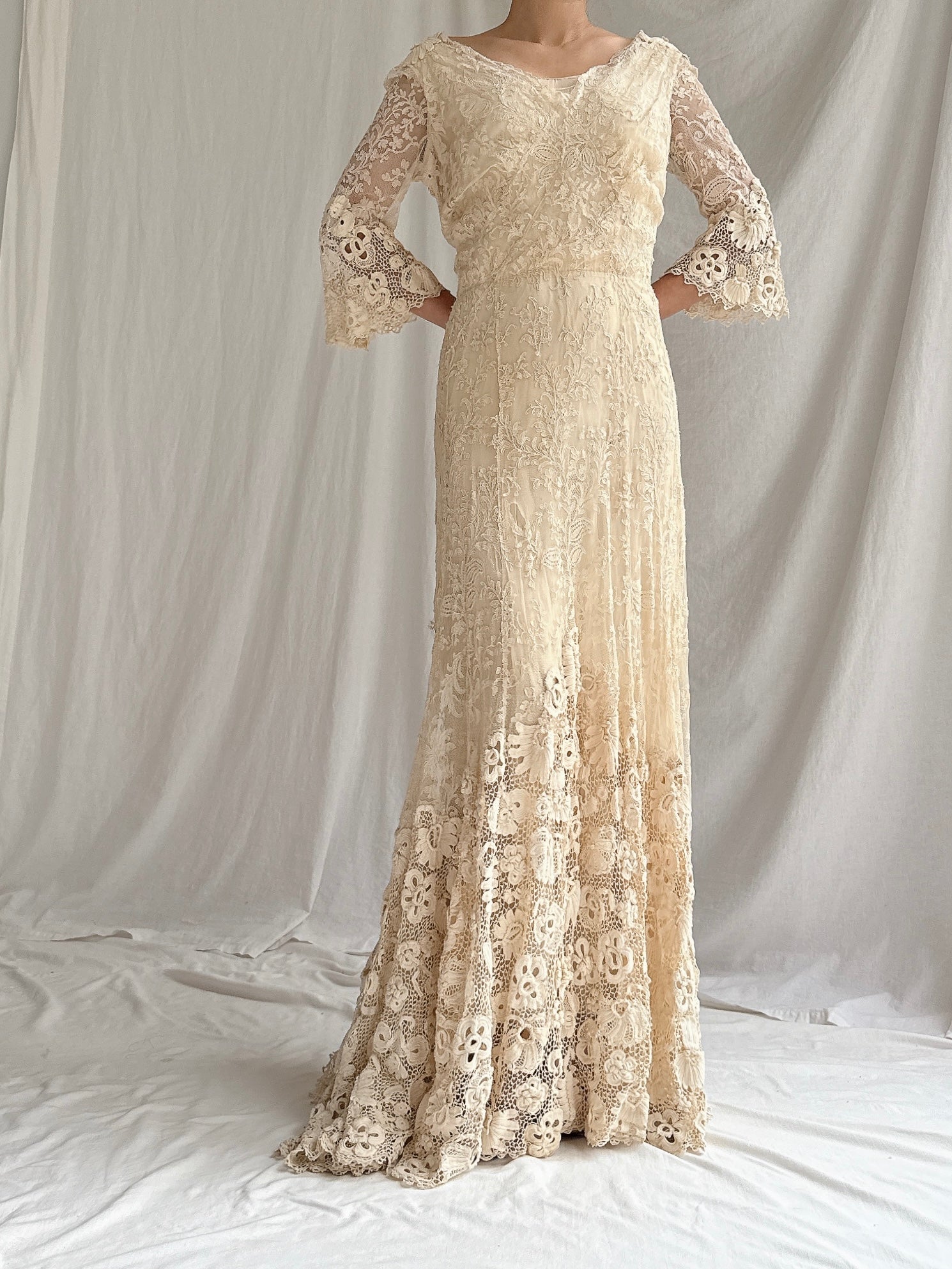 Antique French and Irish Lace Gown - XS