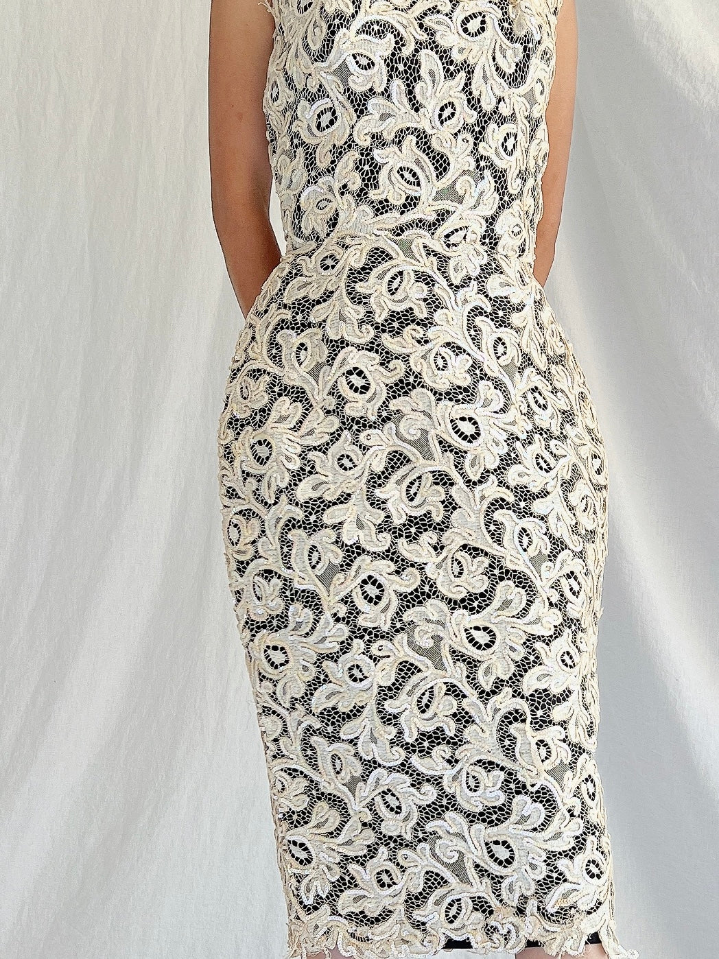 1960s Lace Wiggle Dress - XS