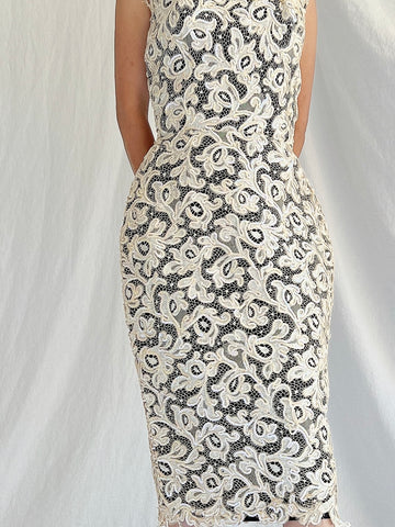 1960s Lace Wiggle Dress - XS