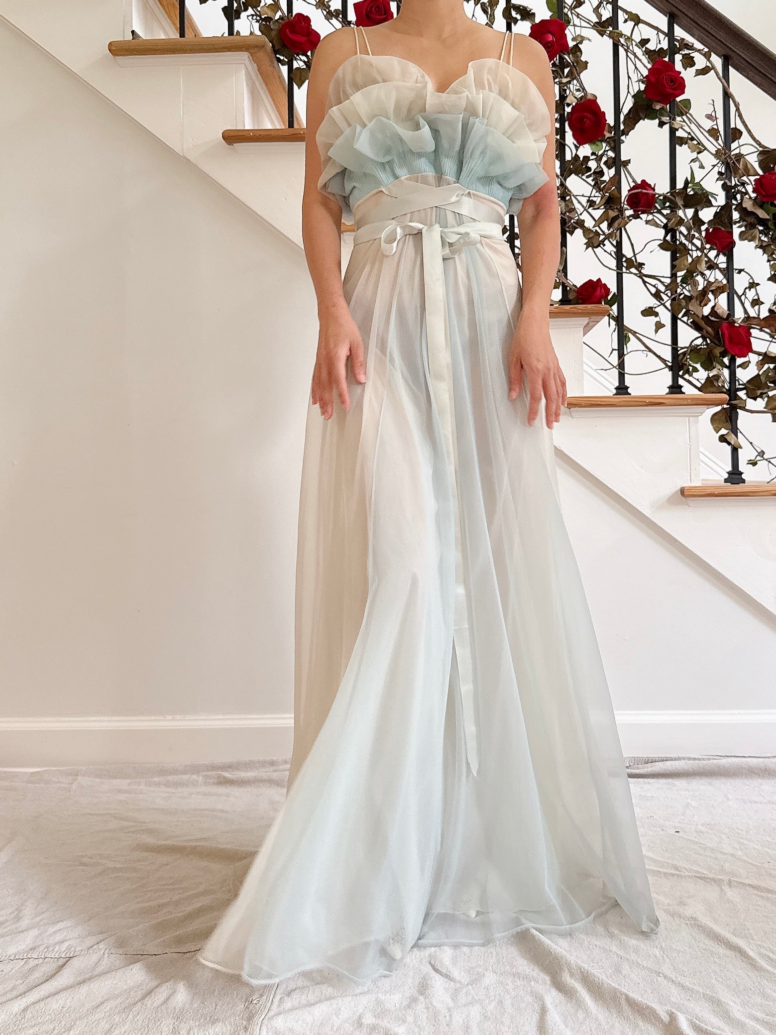 1950s Tricot Ruffled Slip - S