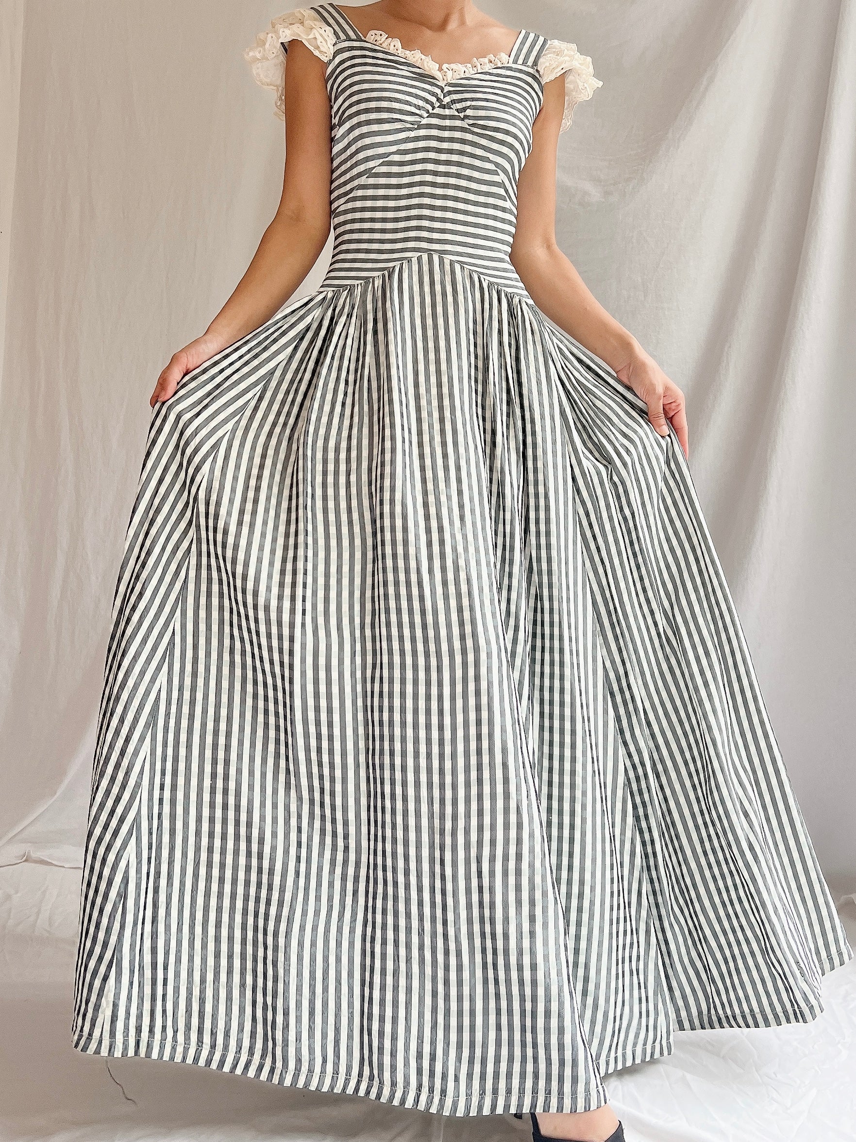 1930s Checkered Taffeta Gown - XS