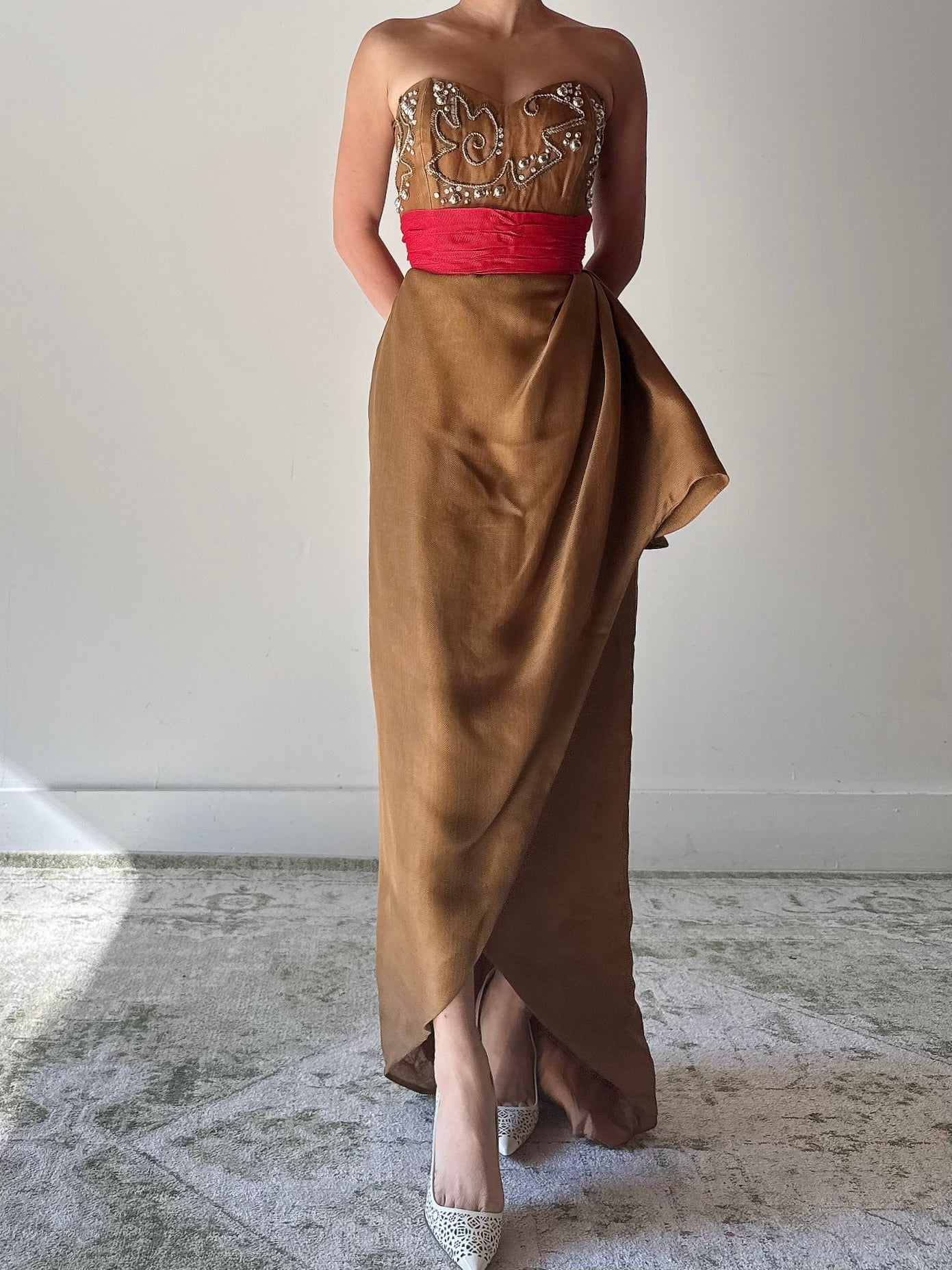 Vintage Stara Paris Silk Woven Gown - S