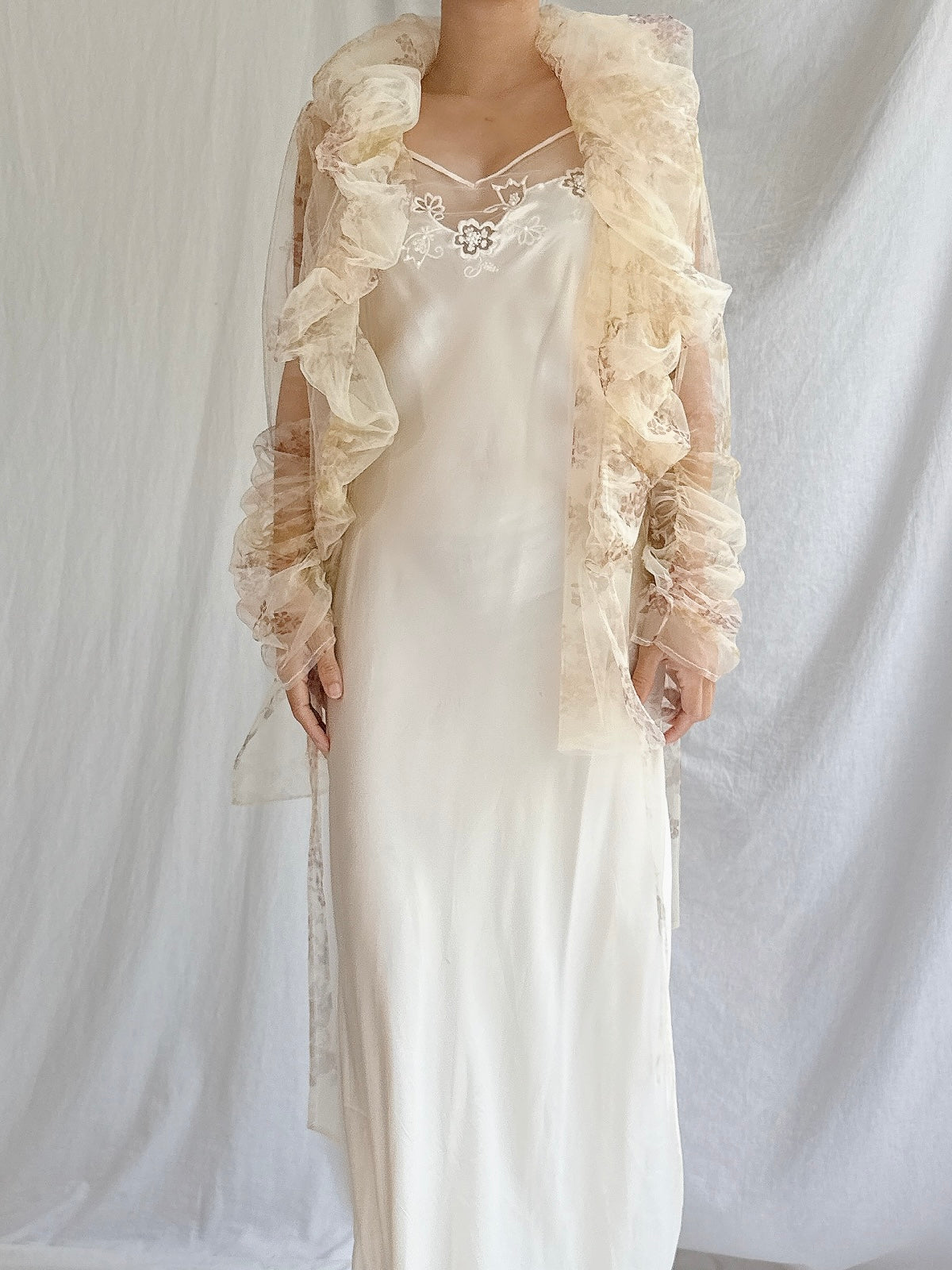 Vintage Paule Vasseur Sheer Tulle Floral Jacket - M/44