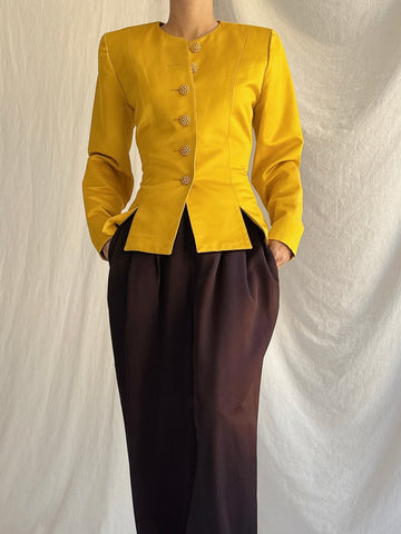 Vintage YSL Marigold Silk Blazer - S/M