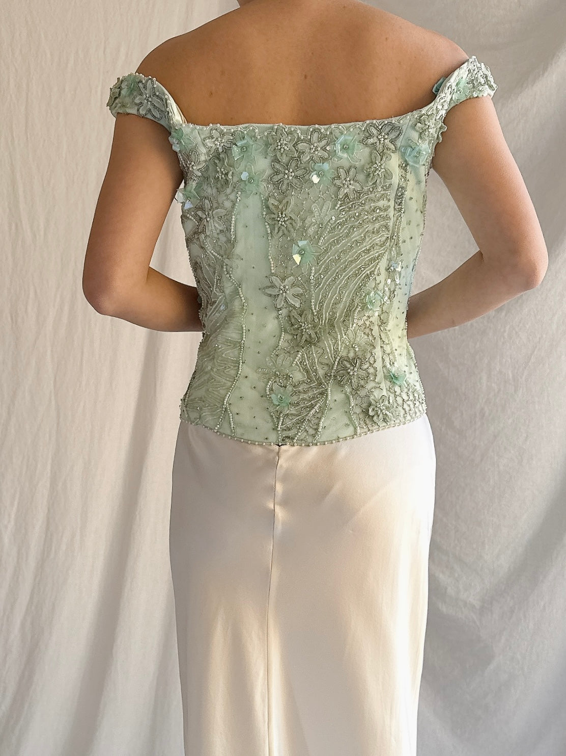 Vintage Bellville Sassoon Seafoam Embelished Top - M/8