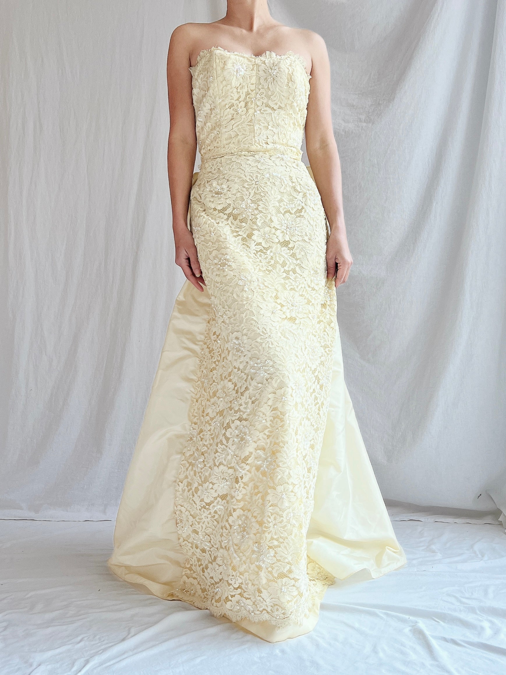 Vintage Lillie Rubin Butter Lace Gown -  XS