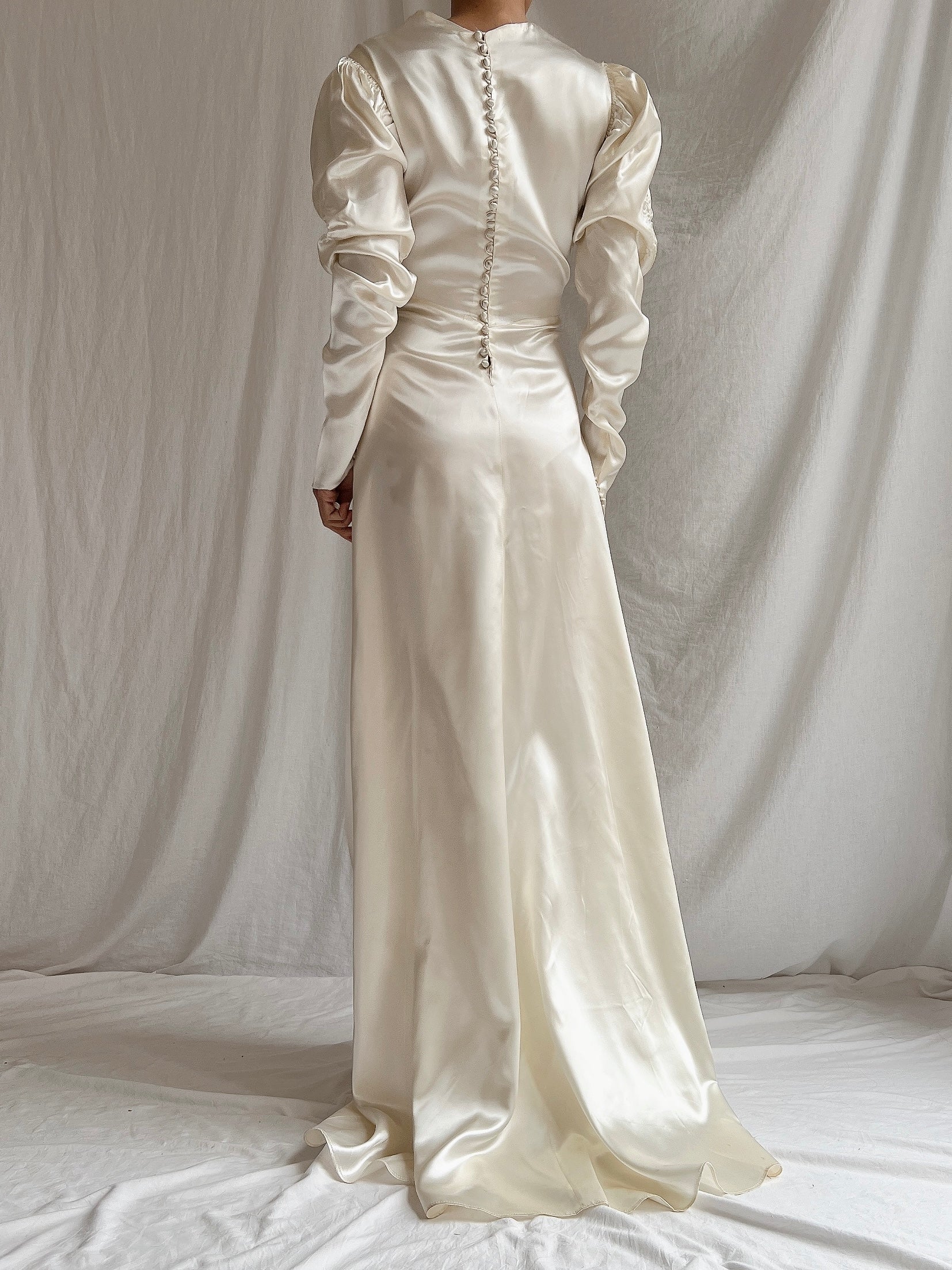 1940s Satin Long Sleeve Gown - S