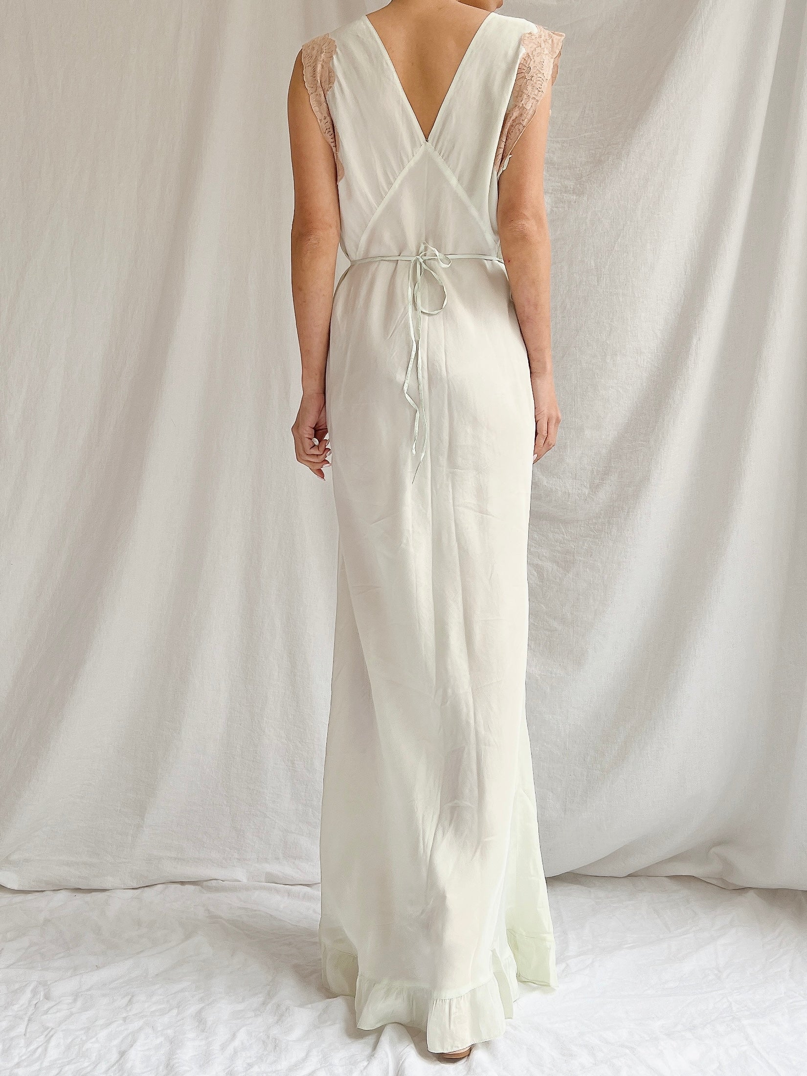 1930s Silk/Rayon Celadon Slip Gown - M