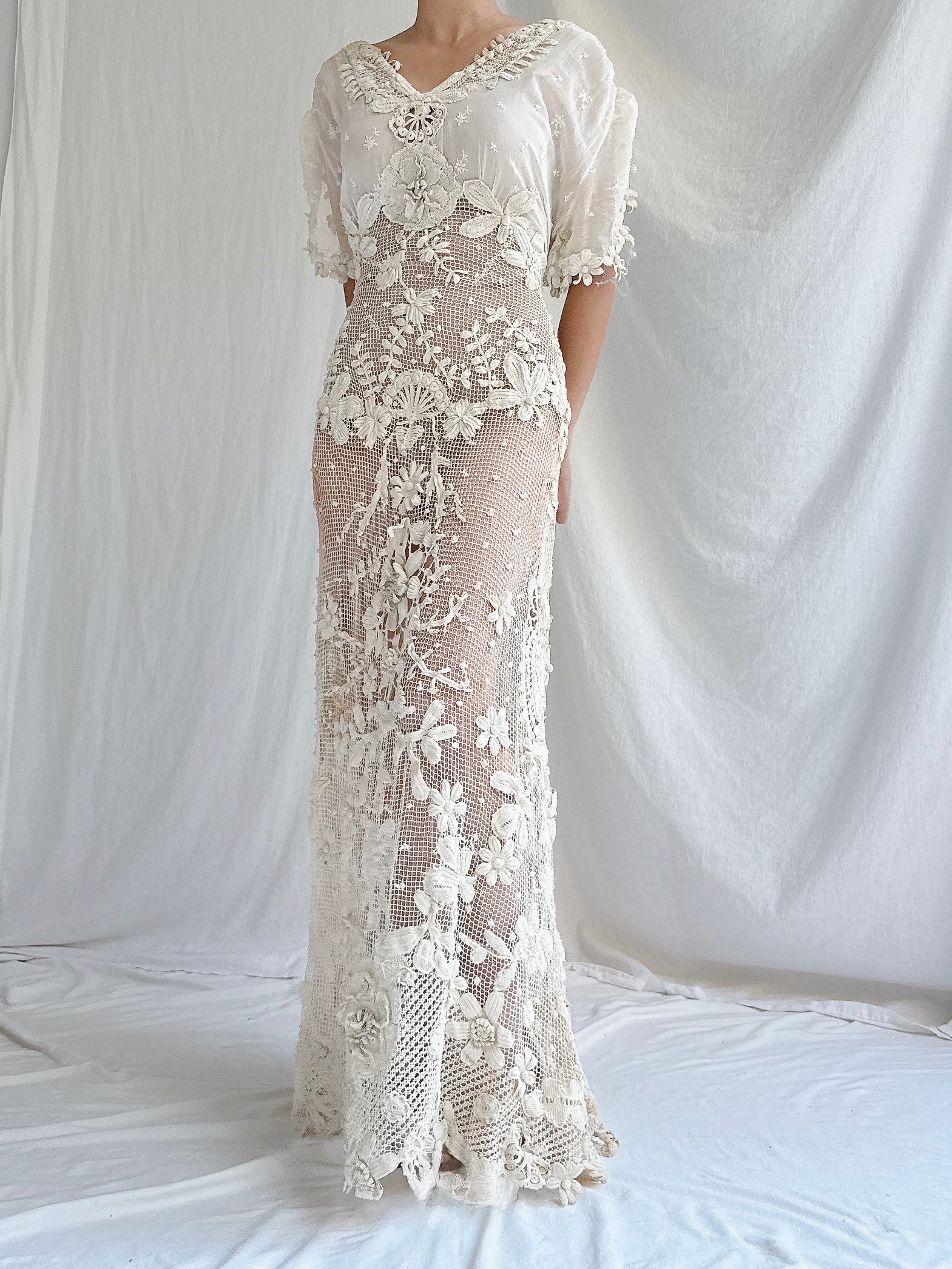 Antique Irish Lace Gown - S