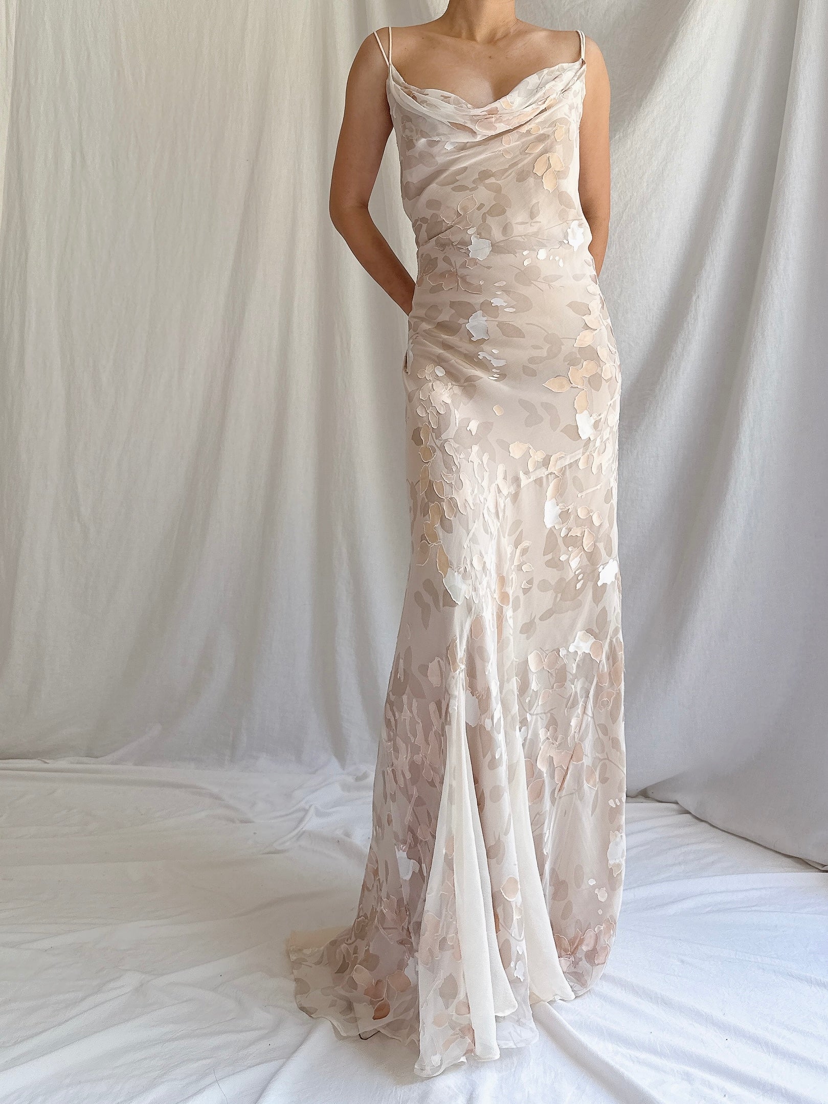 1990s Silk Devore Bias Cut Gown - M