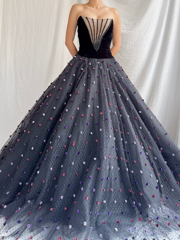 Vintage Floranna Italy Tulle Embellished Gown - M/L IT44/US 10