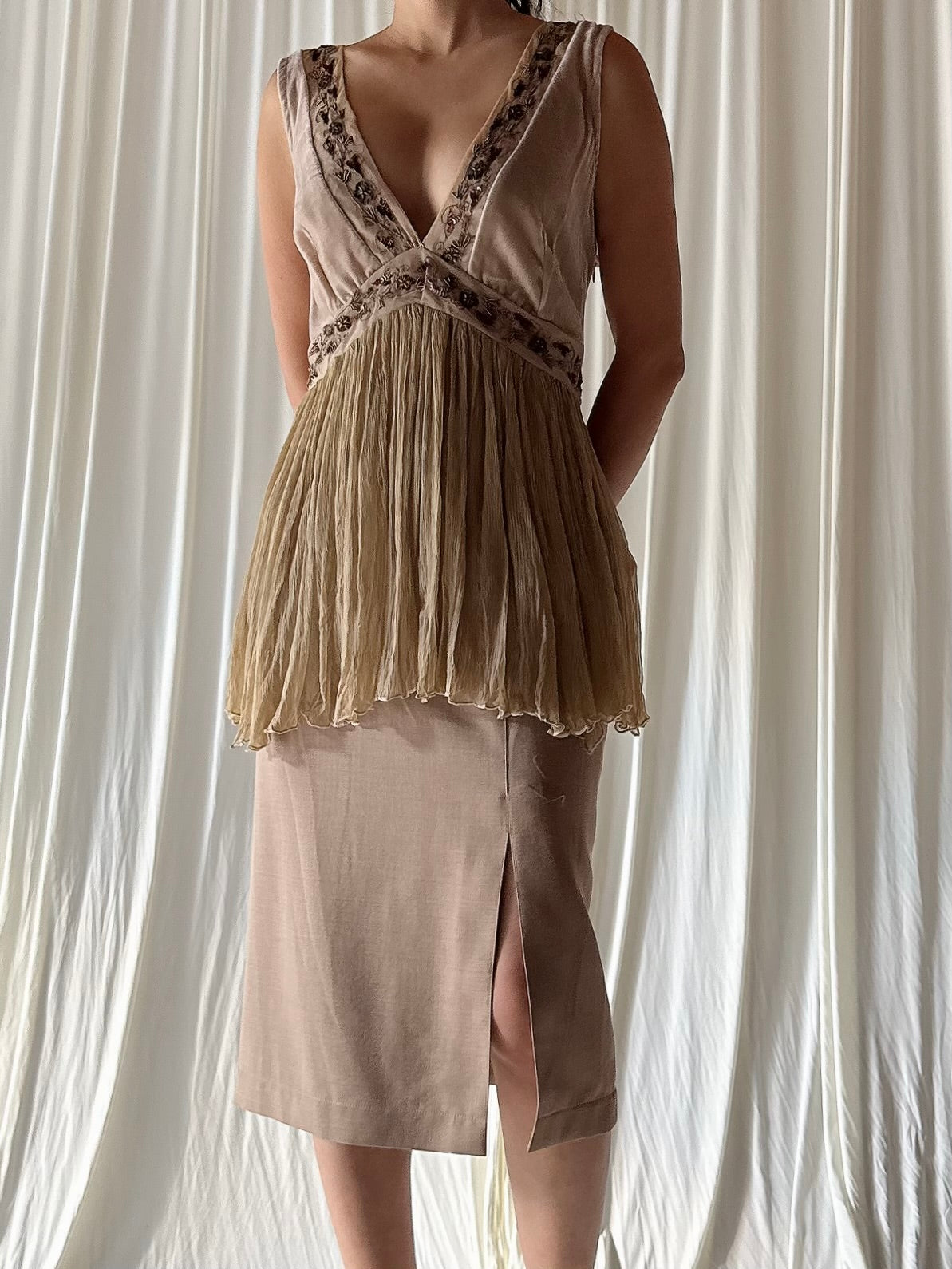 Vintage Serena K Silk Top with Skirt