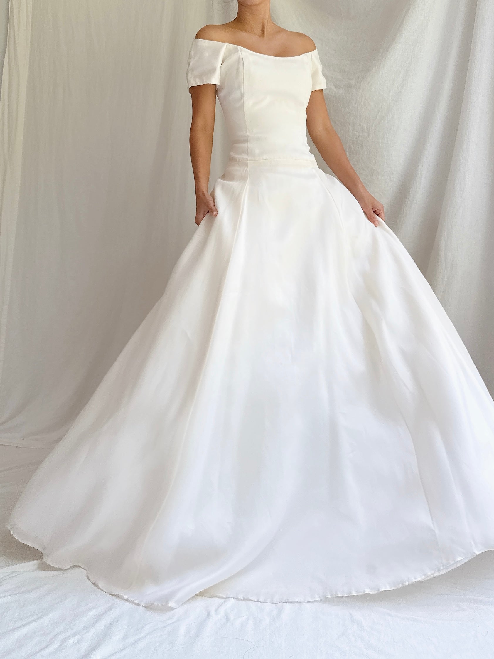 Vintage Silk Organza Boatneck Gown - S/6