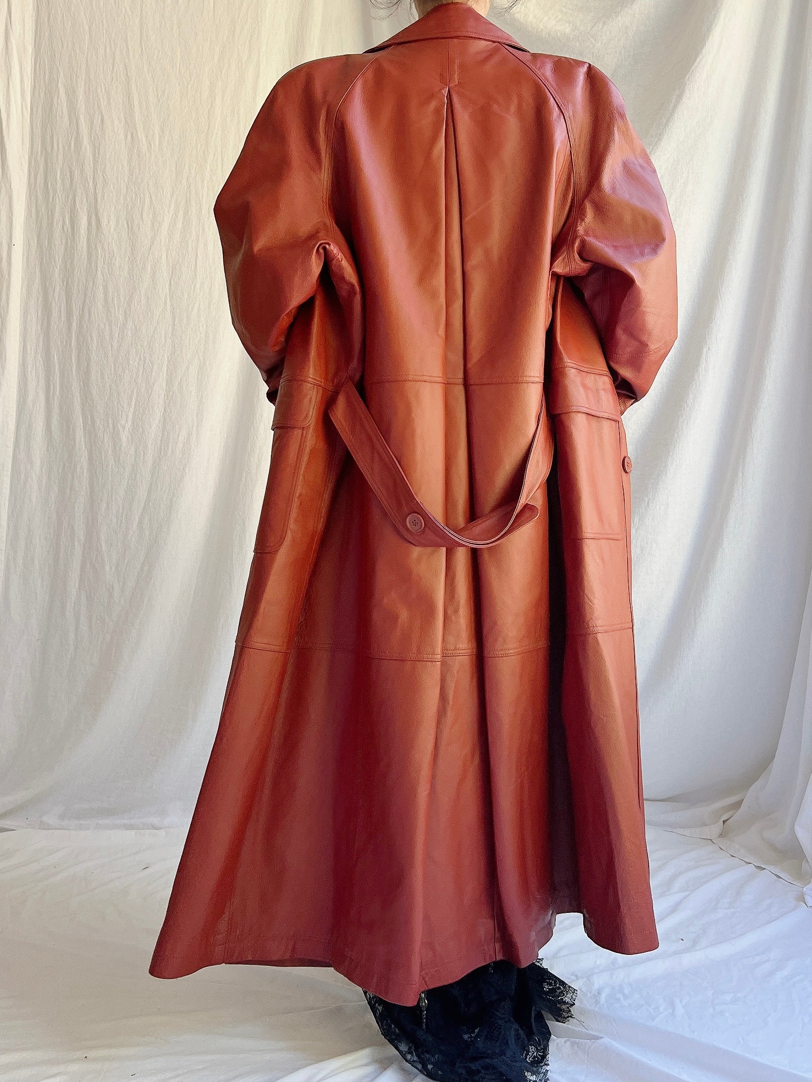 Vintage Burnt Sienna Leather Coat - M