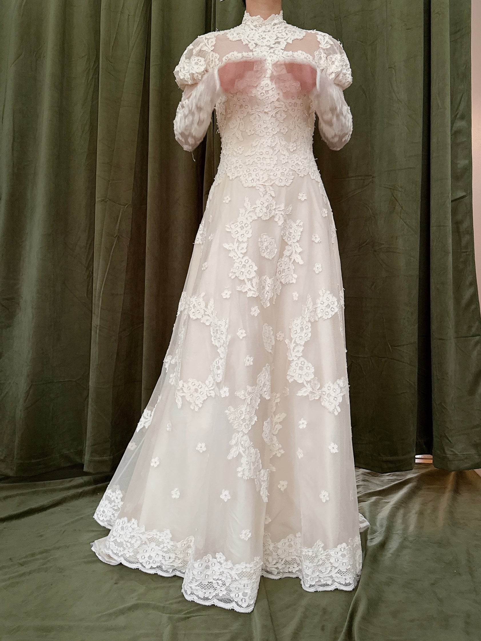 1960s Long Sleeve Lace Dress - XS