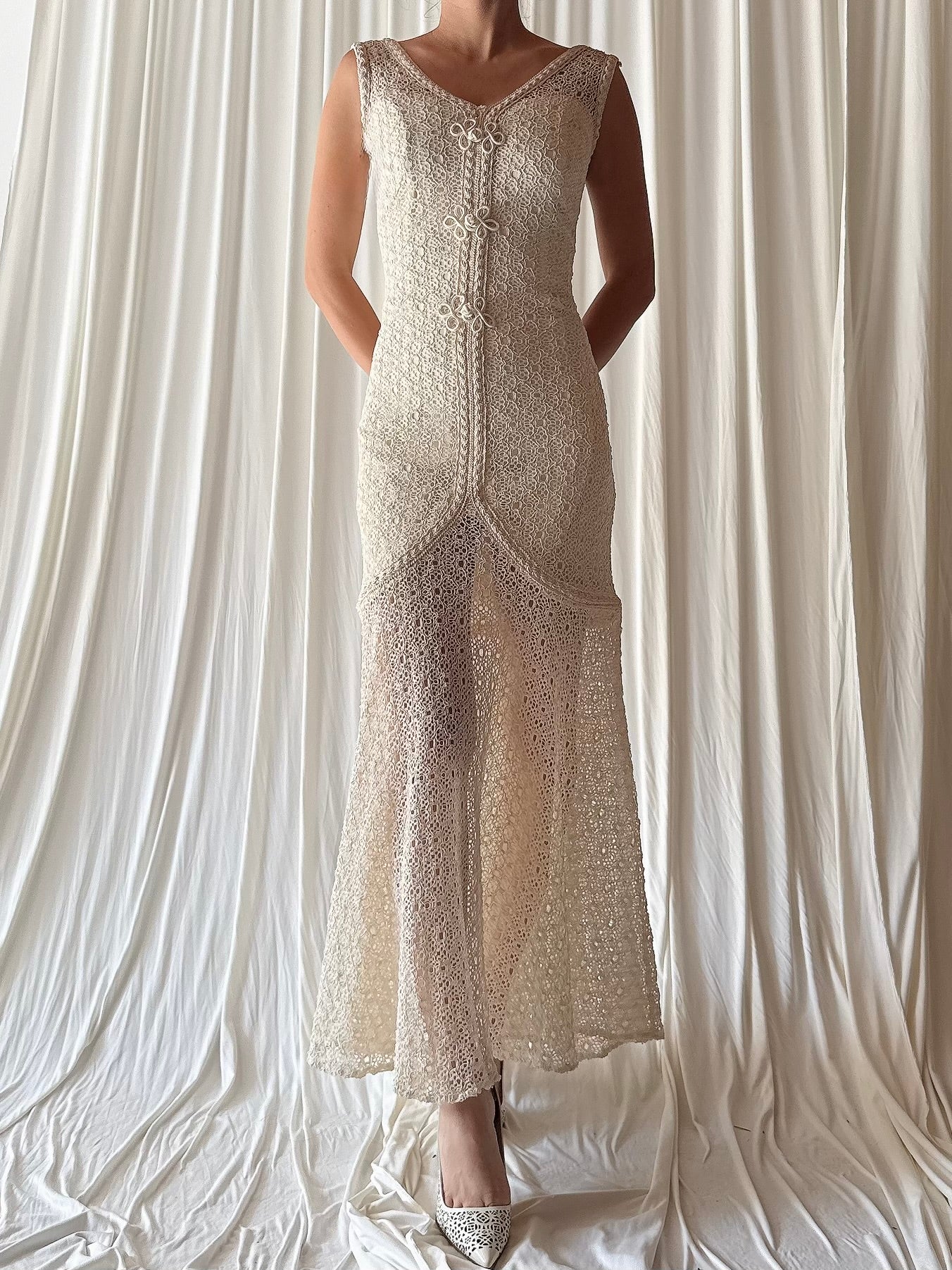 Vintage Crochet Midi Dress - S
