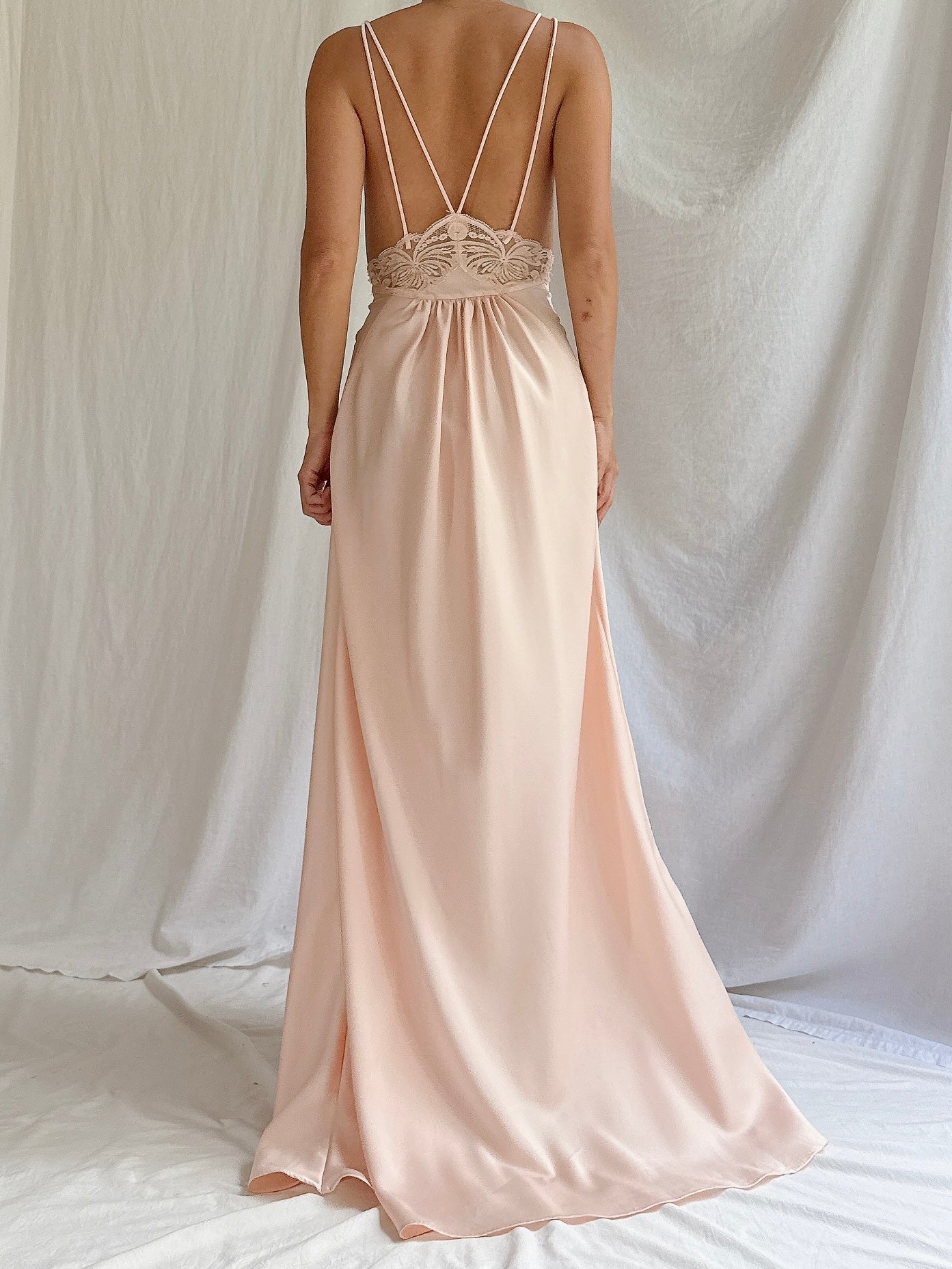 Vintage Pink Nylon Satin Slip Dress - S/M
