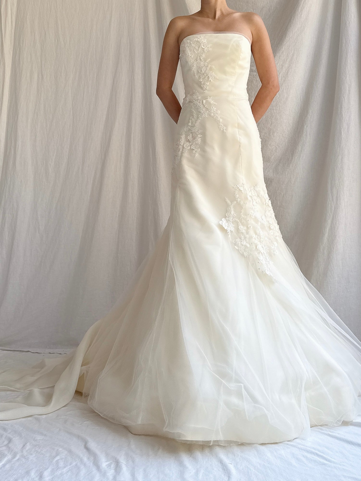 Vintage Vera Wang Silk Strapless Tulle Gown - S/4