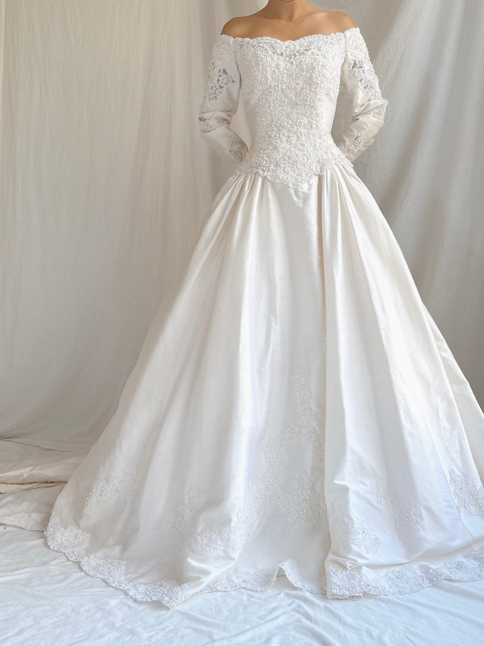 Vintage Long Sleeve Silk Gown - S