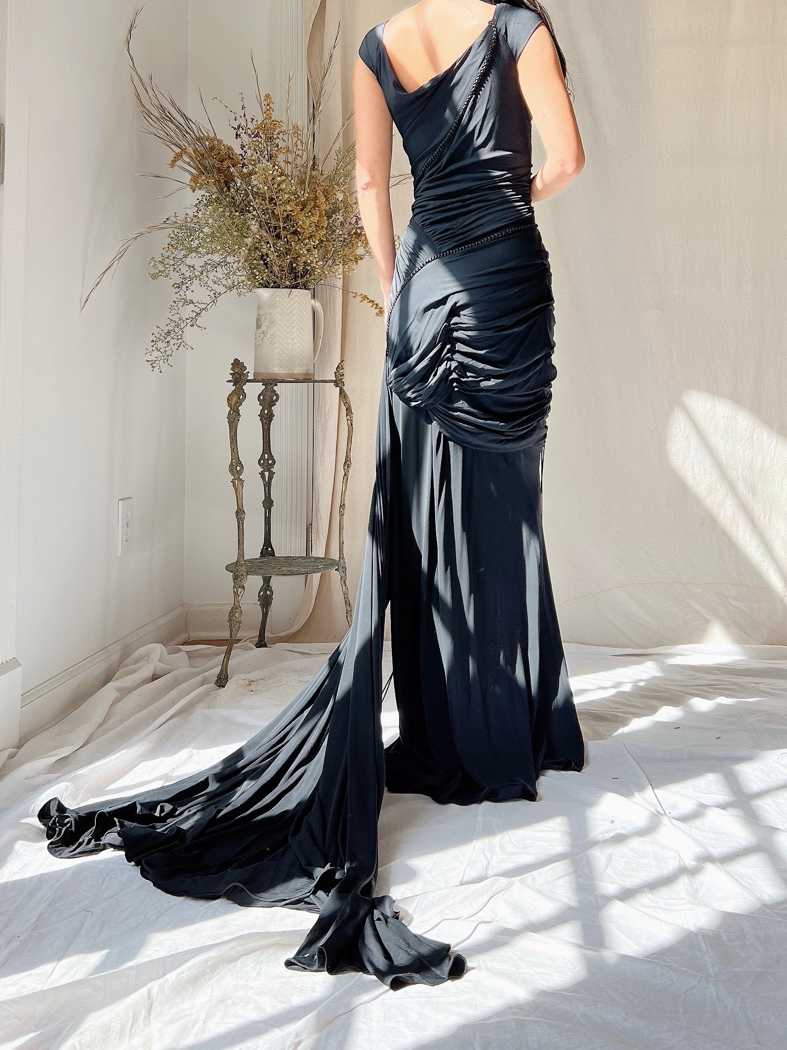 Vintage Donna Karan Jersey Ruched Dress - S-M