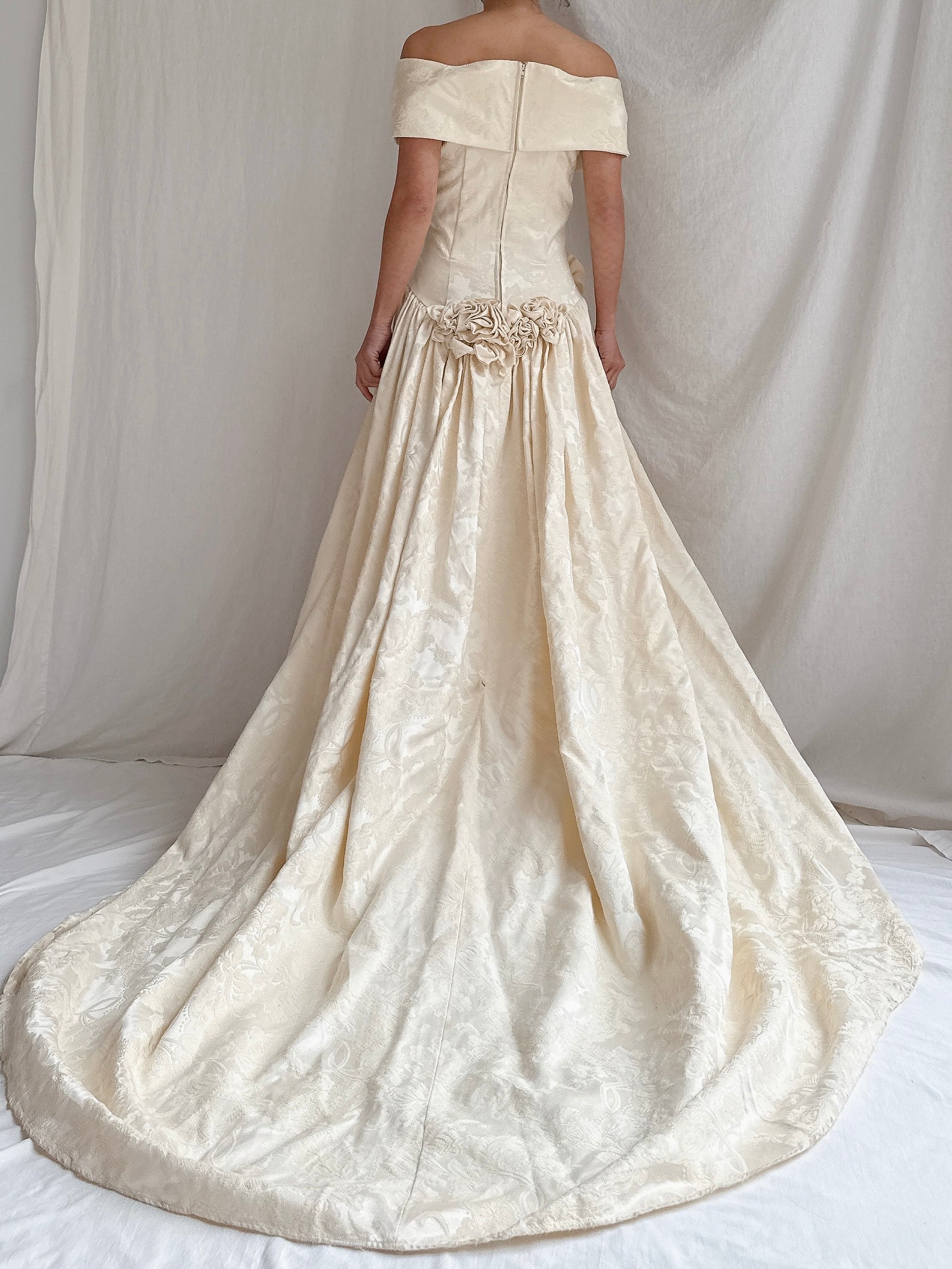 “RESERVED” Vintage Jacquard Rosette Gown - S/M