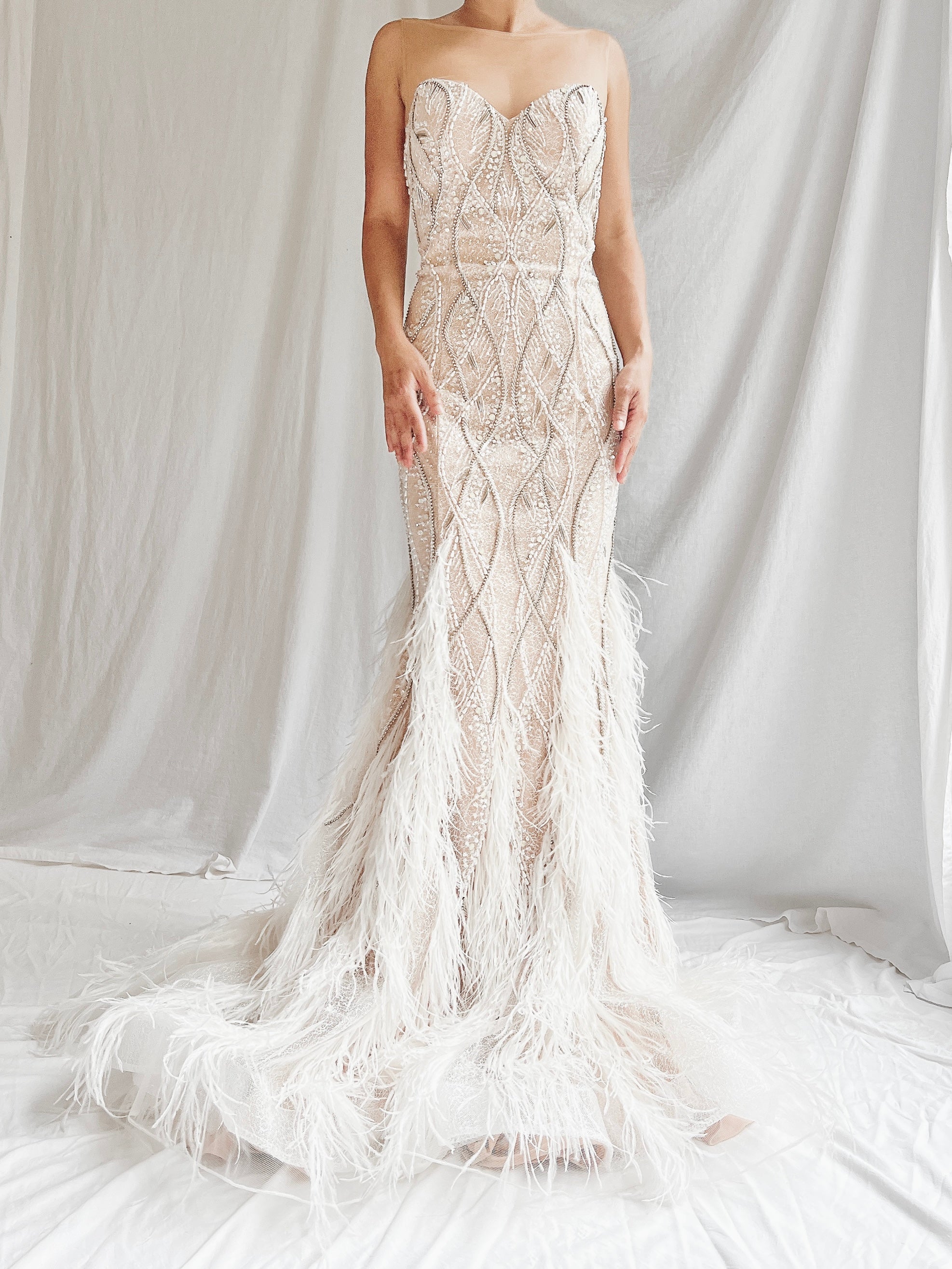 00 Beaded Feather Gown - S/6