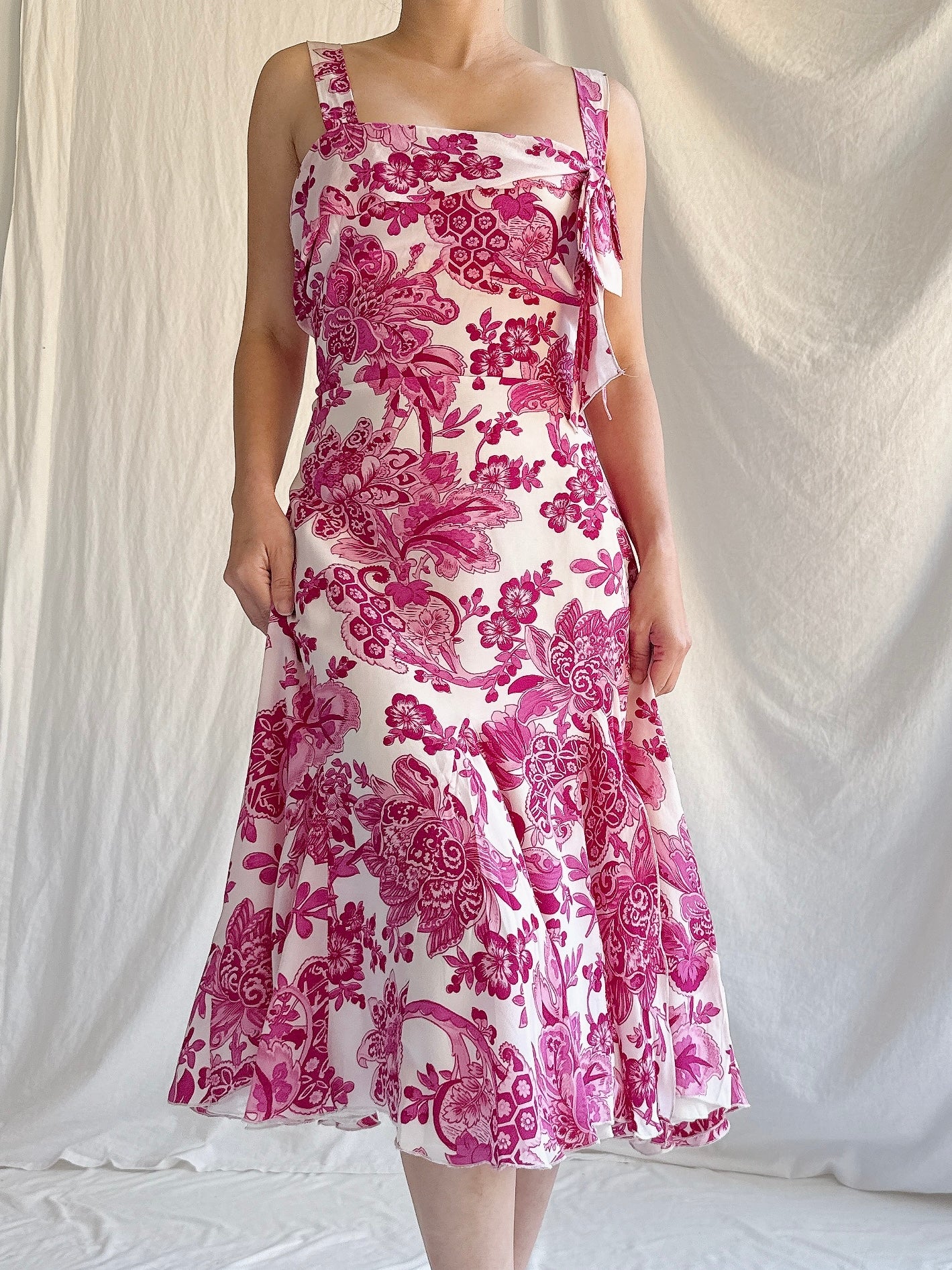 Vintage Silk Paule Vasseur Floral Dress - M/44