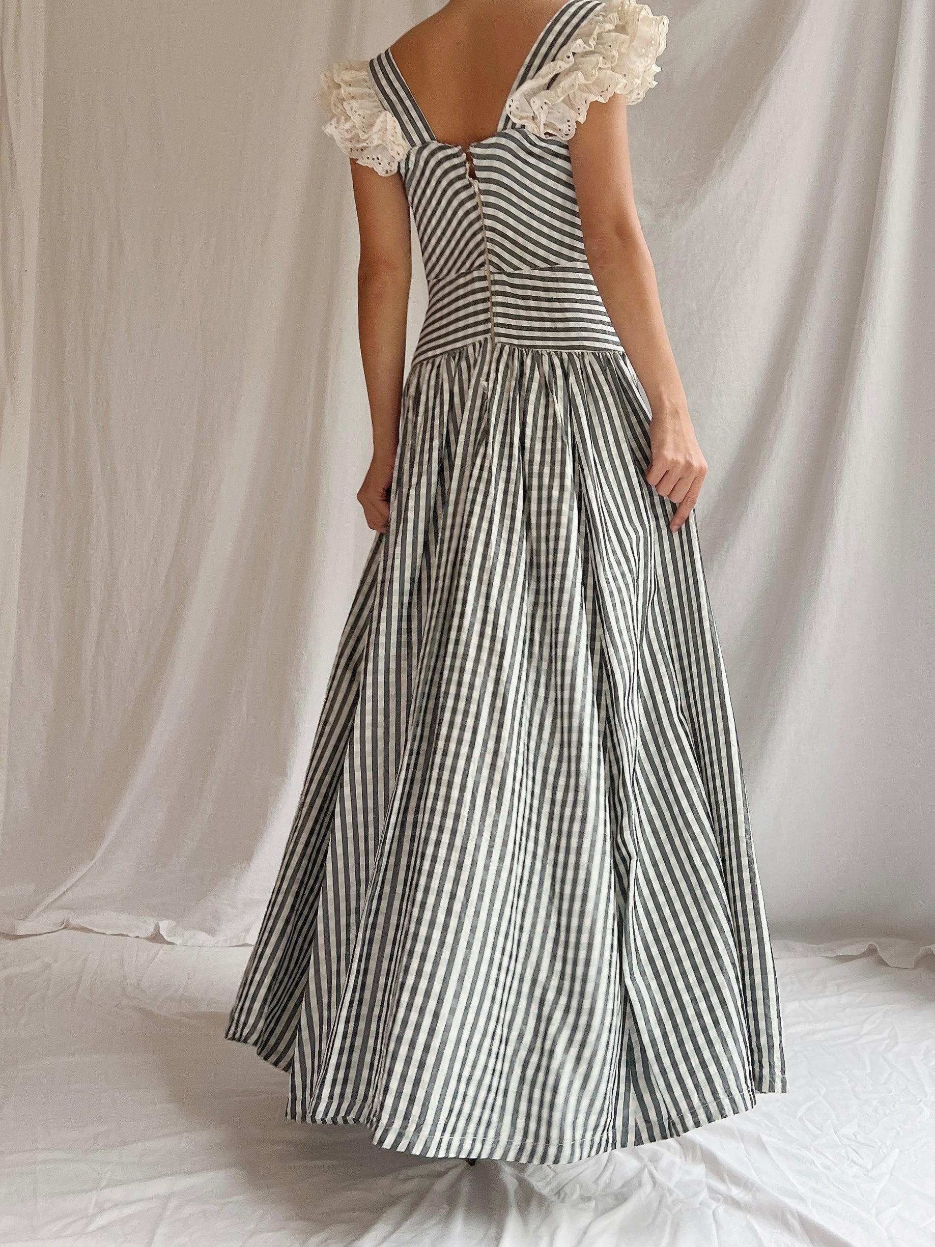 1930s Checkered Taffeta Gown - XS