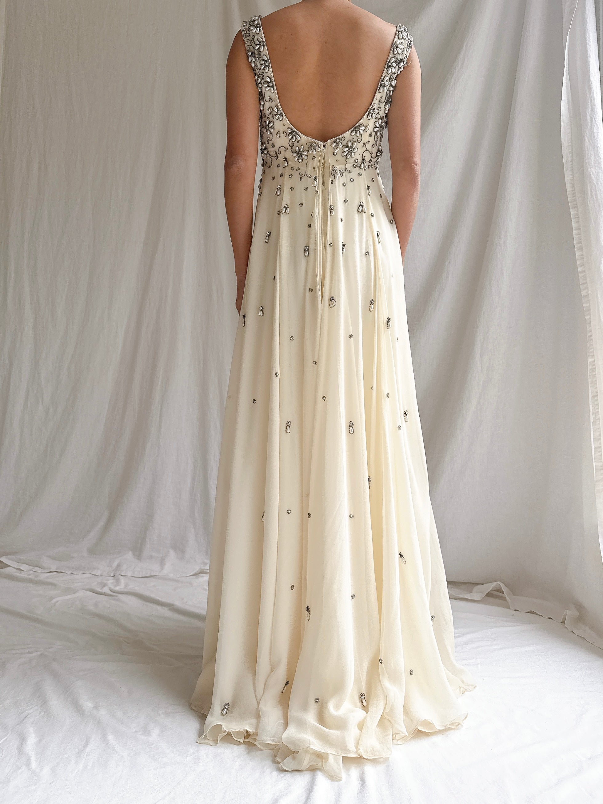 1960s Hand-Beaded Pearl Gown - S/M