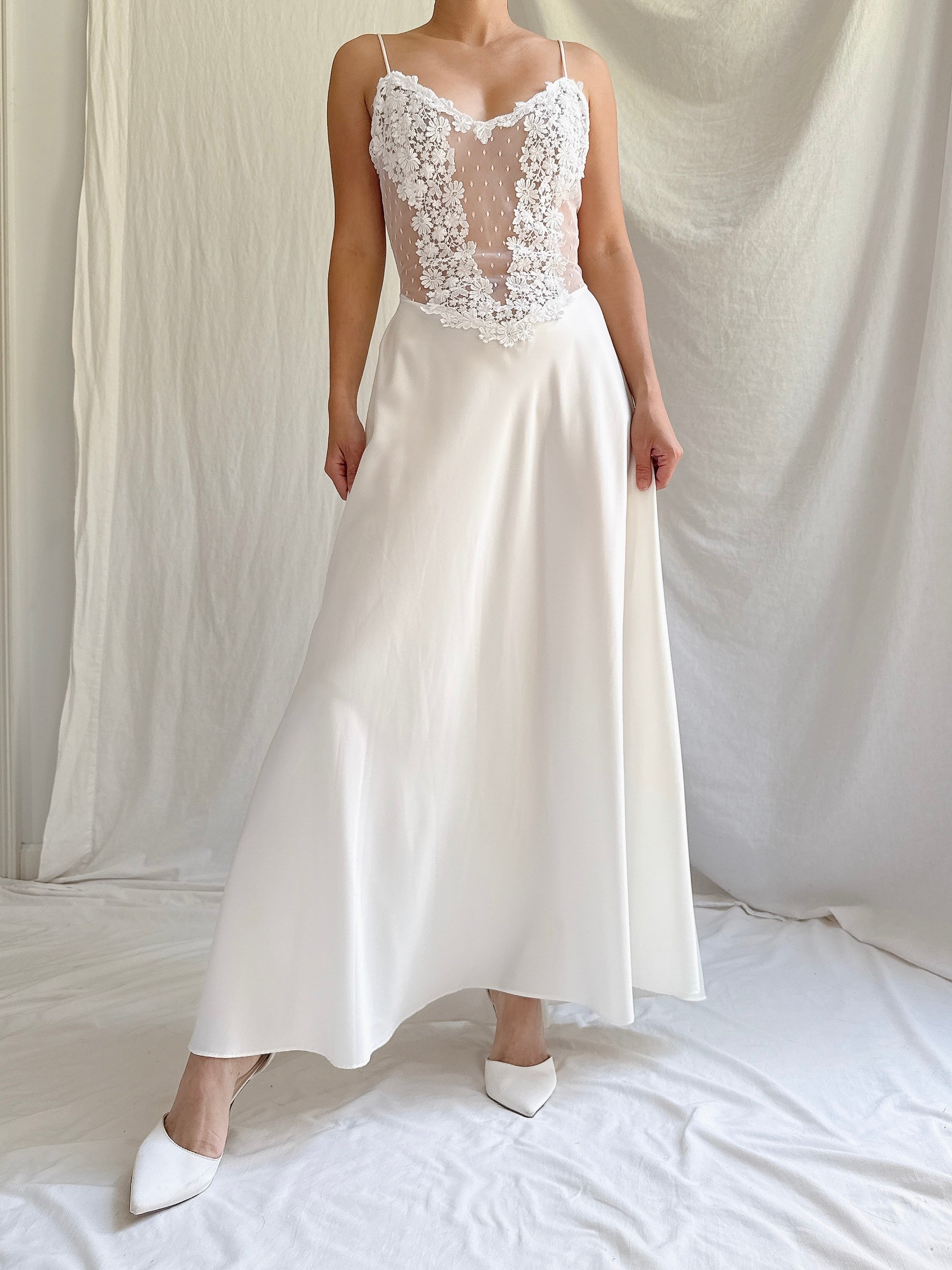 Vintage Sheer Midi Slip Dress - S/M