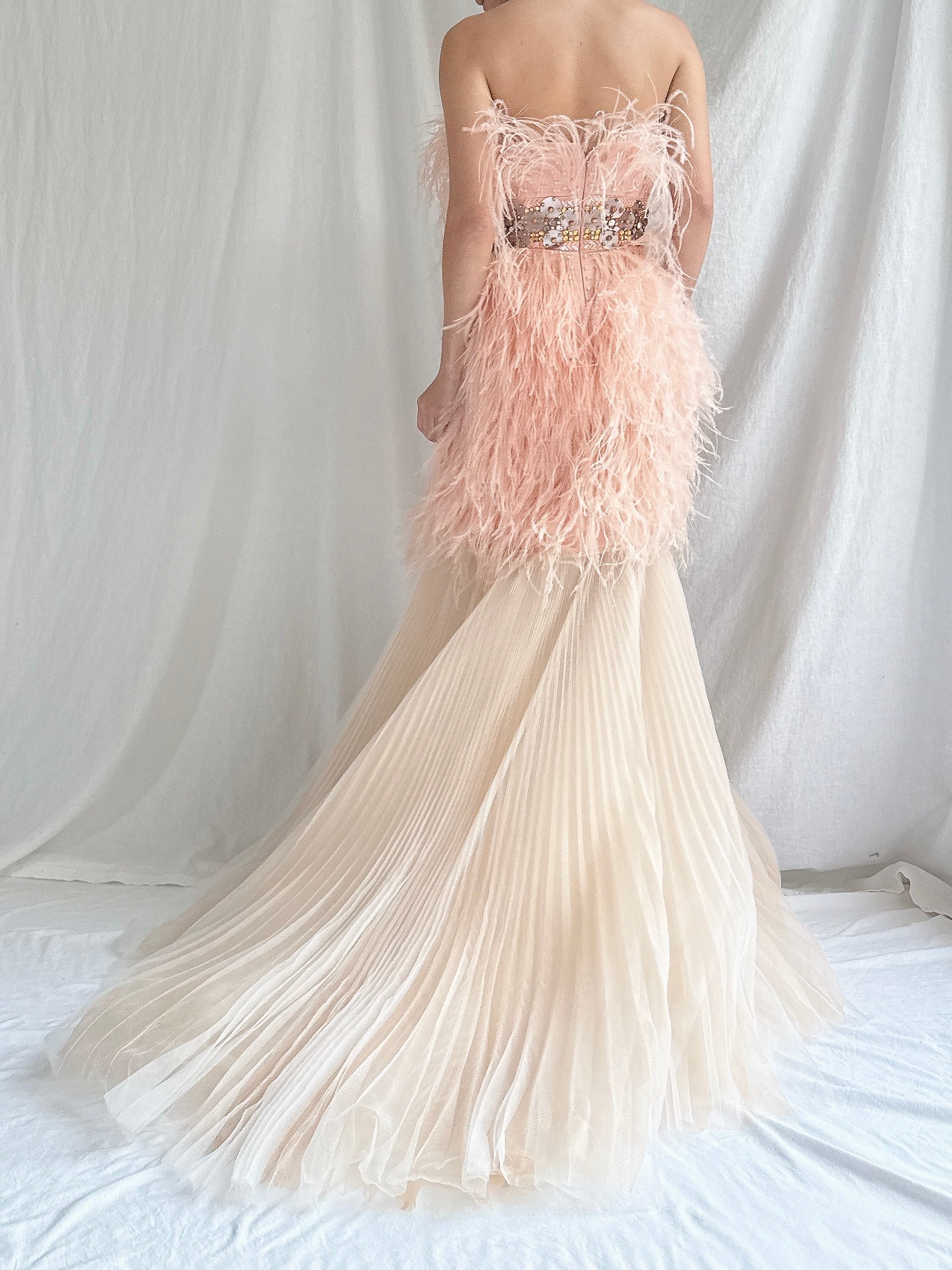 Ostrich Feather Tulle Gown - M 6/8