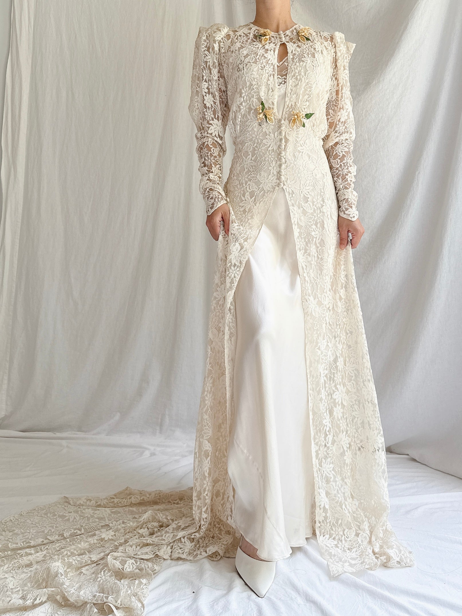 1930s Lace Gown with Slip - S 1930s Lace Gown with Slip - S