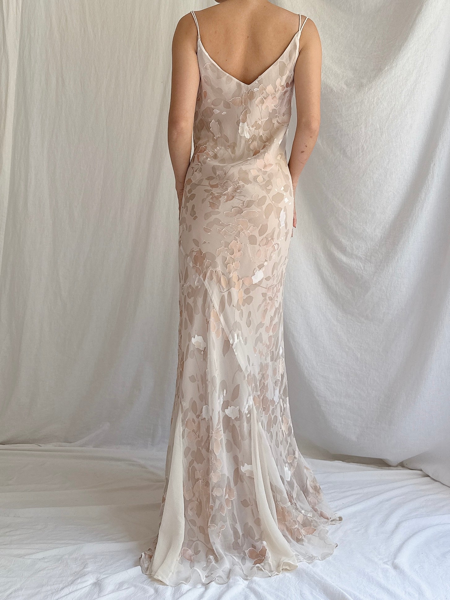 1990s Silk Devore Bias Cut Gown - M