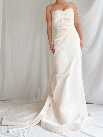 Vintage Silk Strapless Gown - S/4
