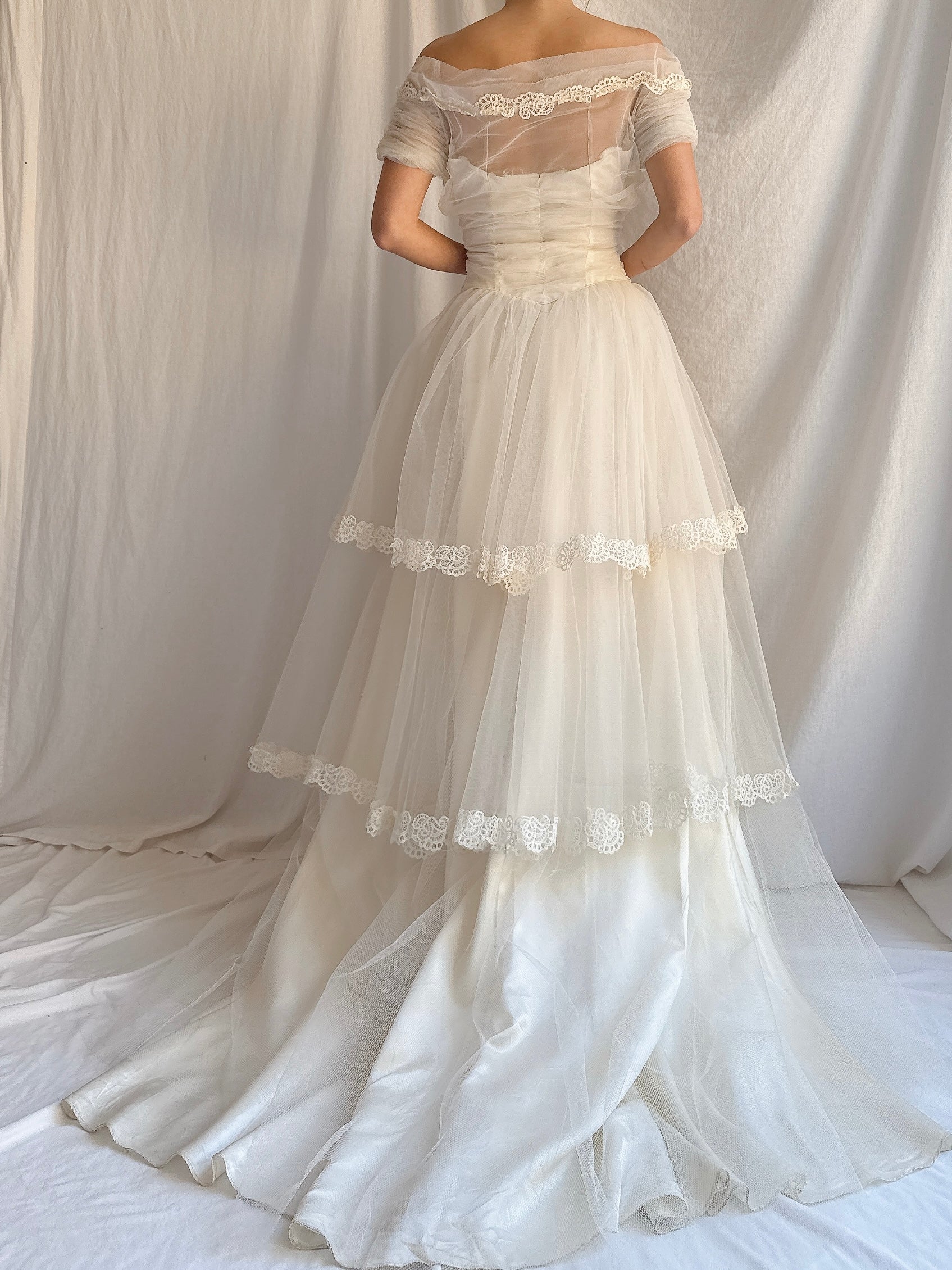 1950s Tiered Tulle Gown - XS/S