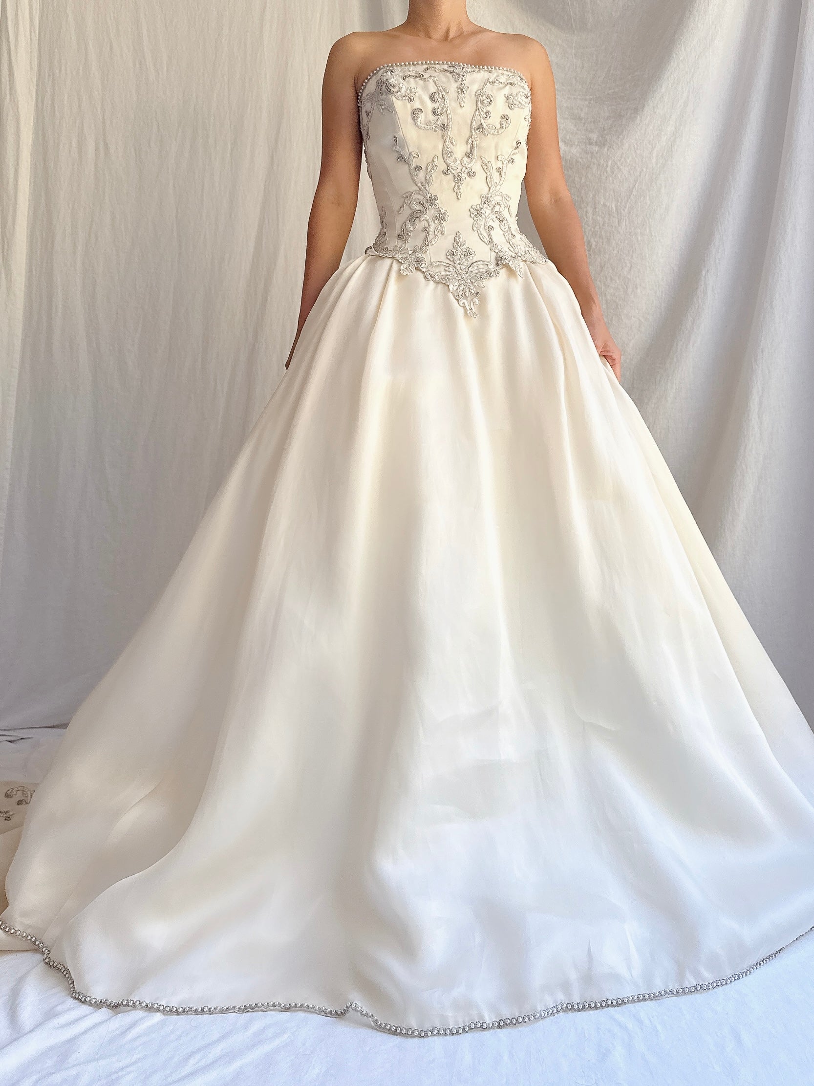 Vintage Silk Organza Embroidered Gown - XS/2