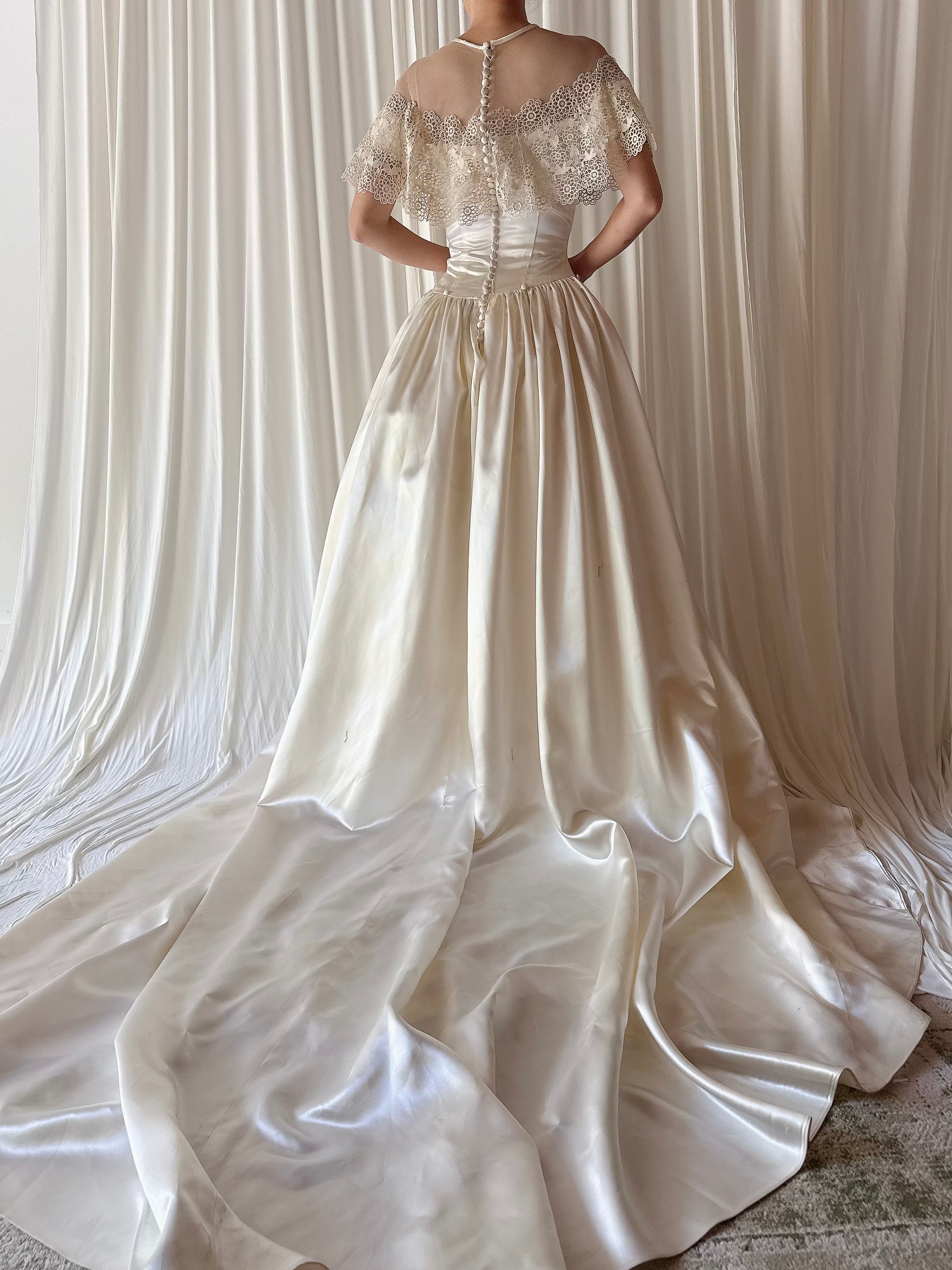 1940s Satin Capelet Gown - XS/4